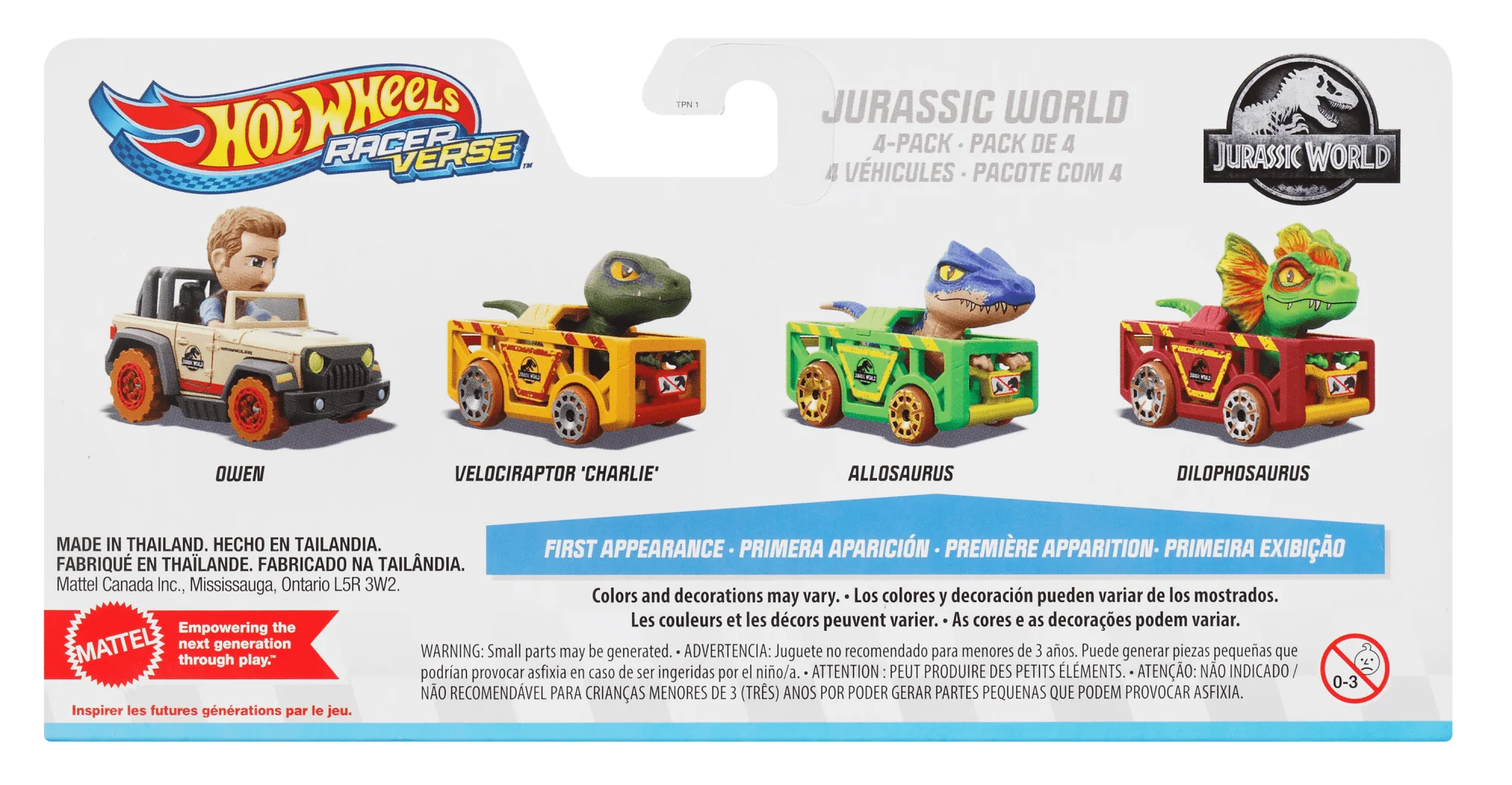 Hot Wheels  Racerverse  Coffret de 4Véhicules  Métal  Jurassic World - Image 3