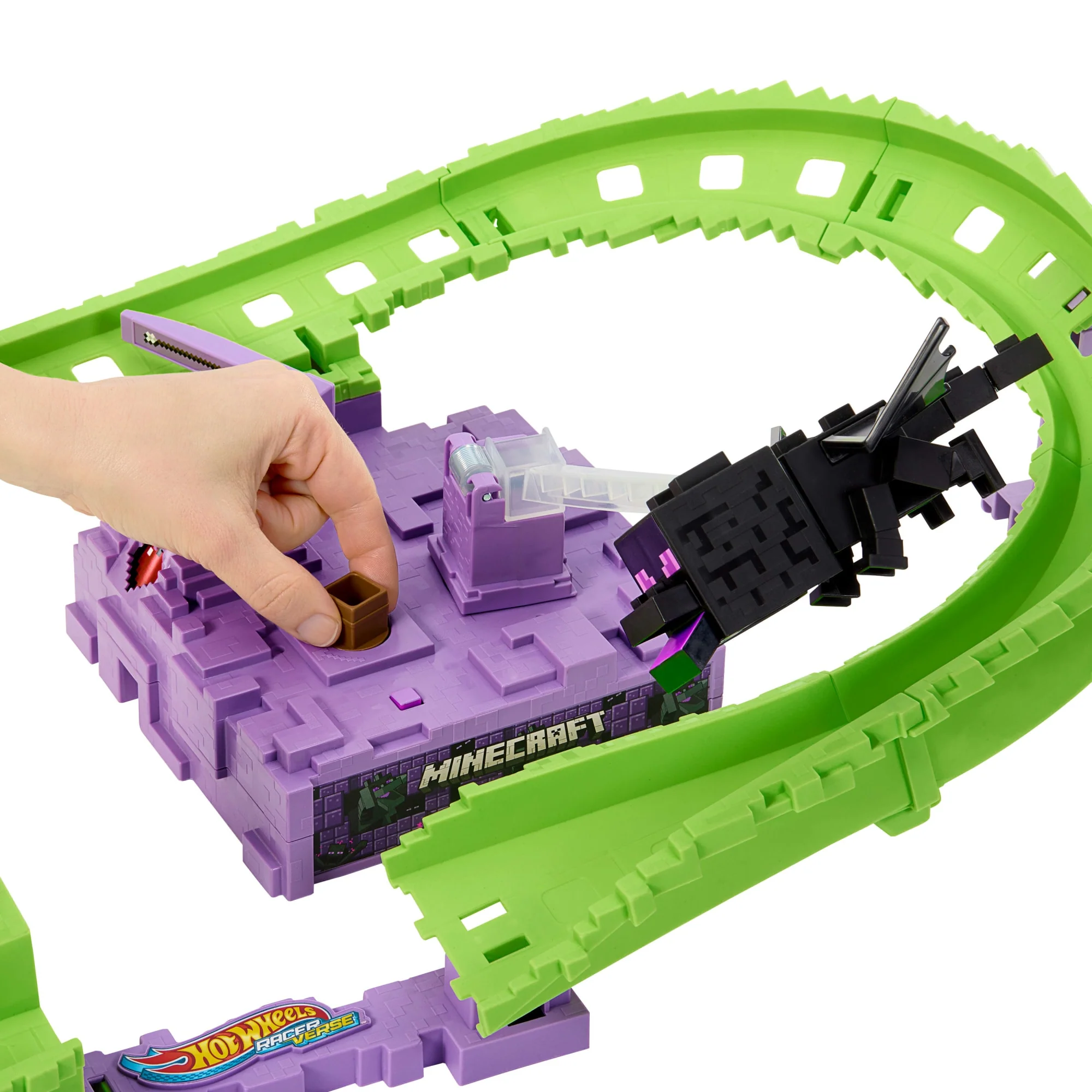 Hot Wheels Racerverse Minecraft Track Set & Die-Cast Diamond Armor Steve [Walmart Exclusive] - Image 3