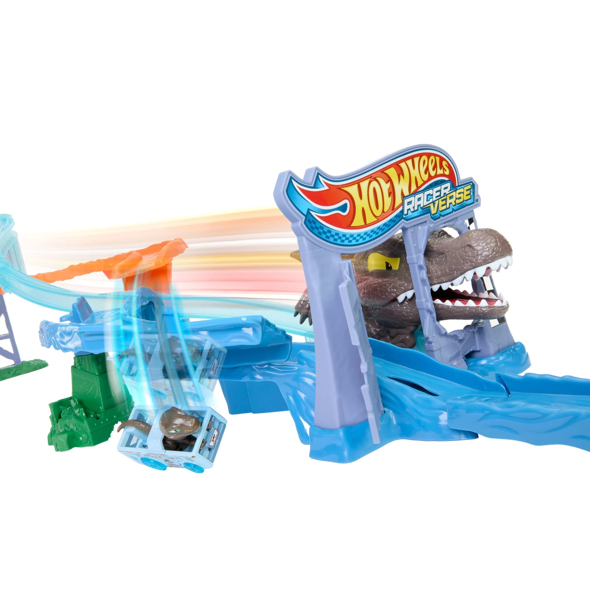 Hot Wheels Racerverse Jurassic World Crash & Splash Track Set & Die-Cast Dinosaur Toy Car - Image 3
