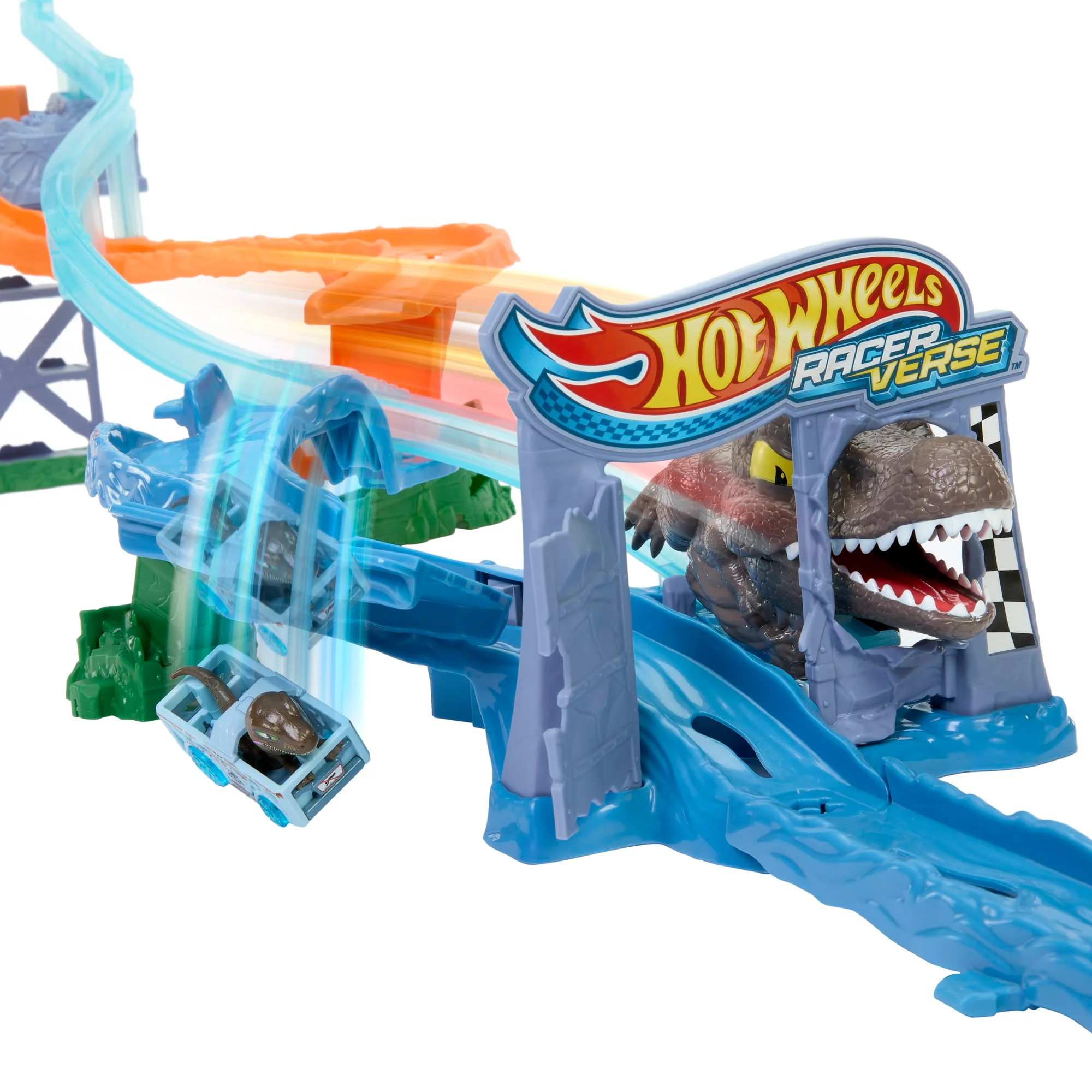 Hot Wheels Racerverse Jurassic World Crash & Splash Track Set & Die-Cast Dinosaur Toy Car - Image 4