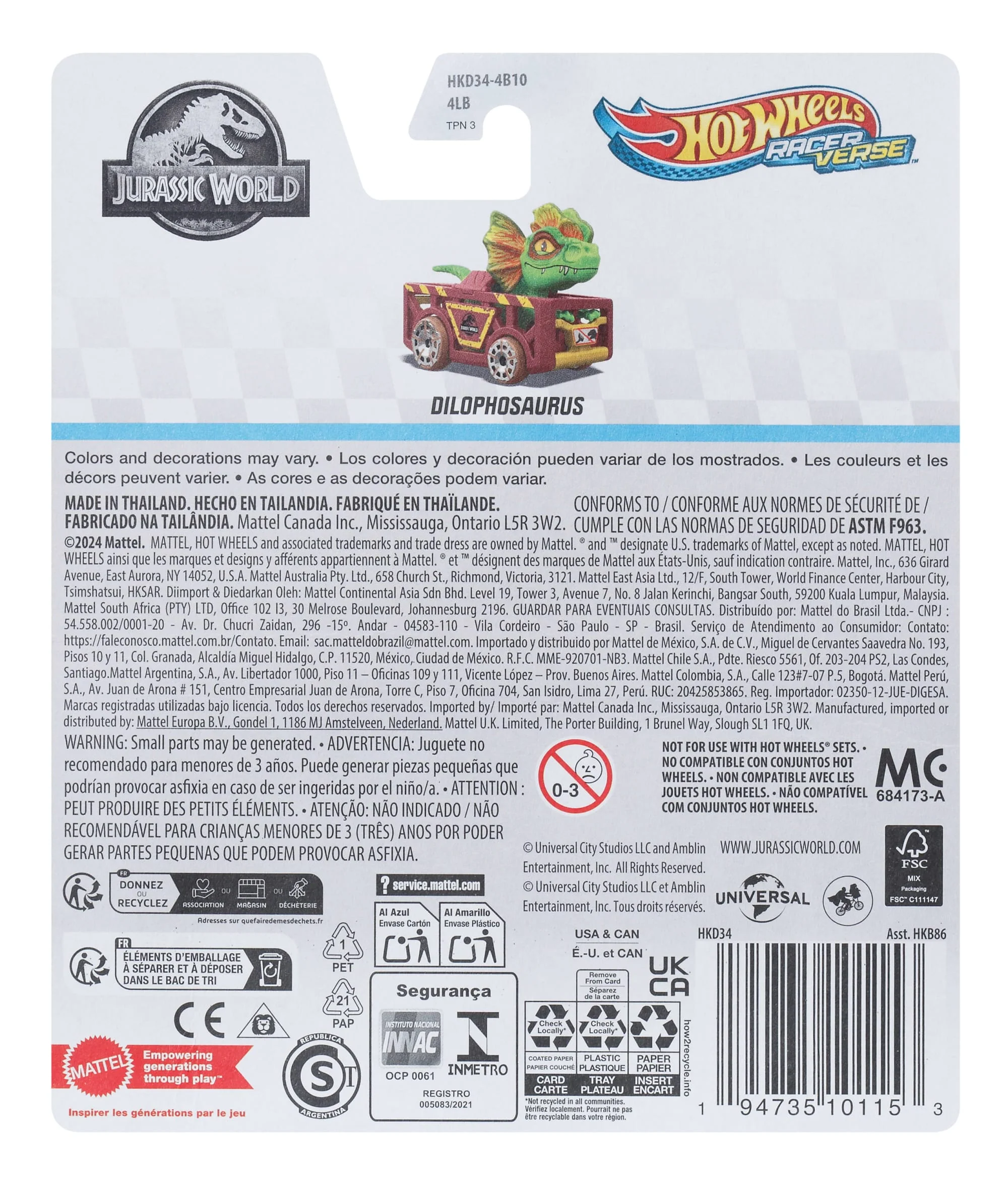 Hot Wheels RacerVerse Vehículo de Juguete Dilofosaurio - Image 2