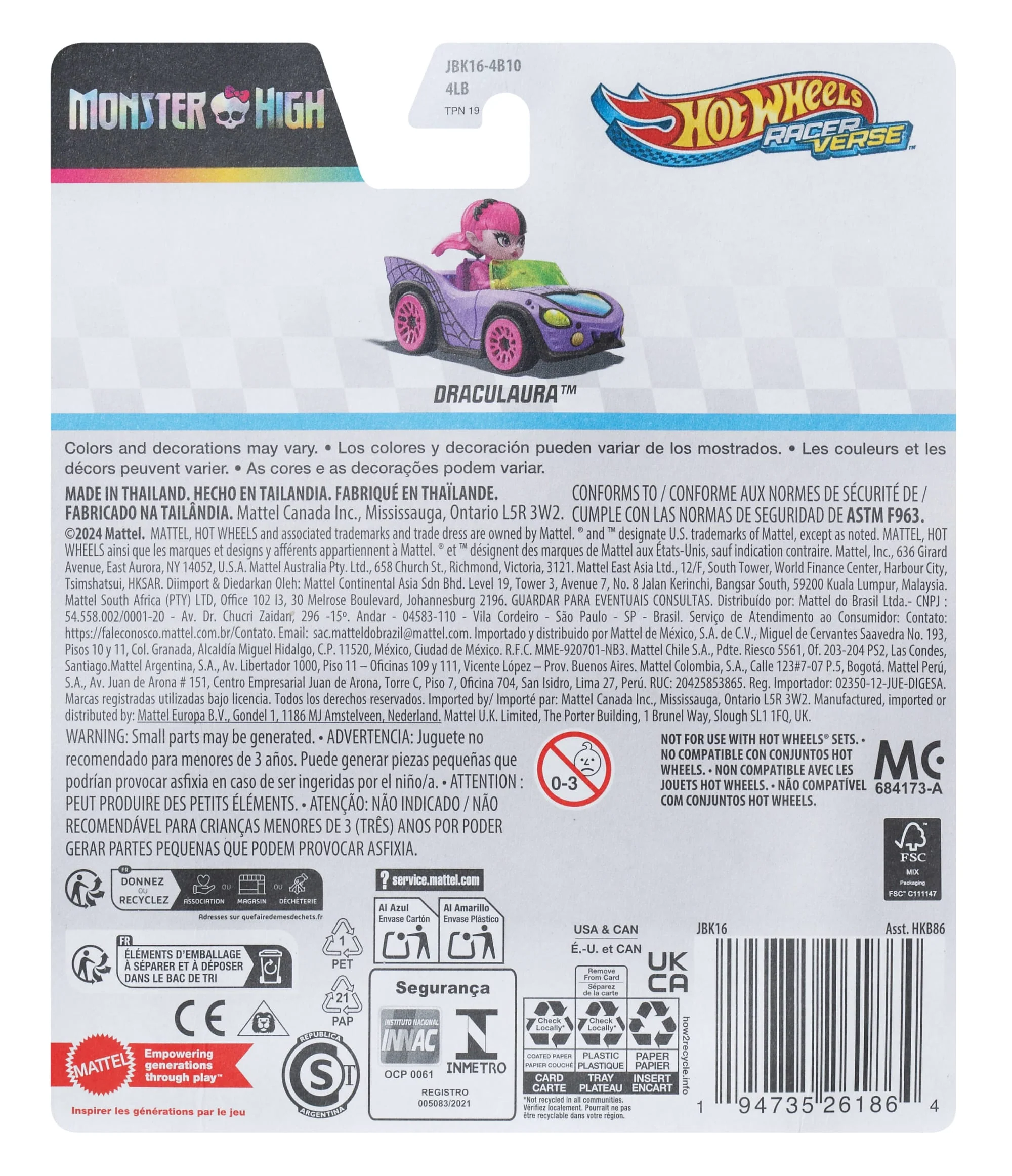 Hot Wheels RacerVerse Vehículo de Juguete Draculaura - Image 2