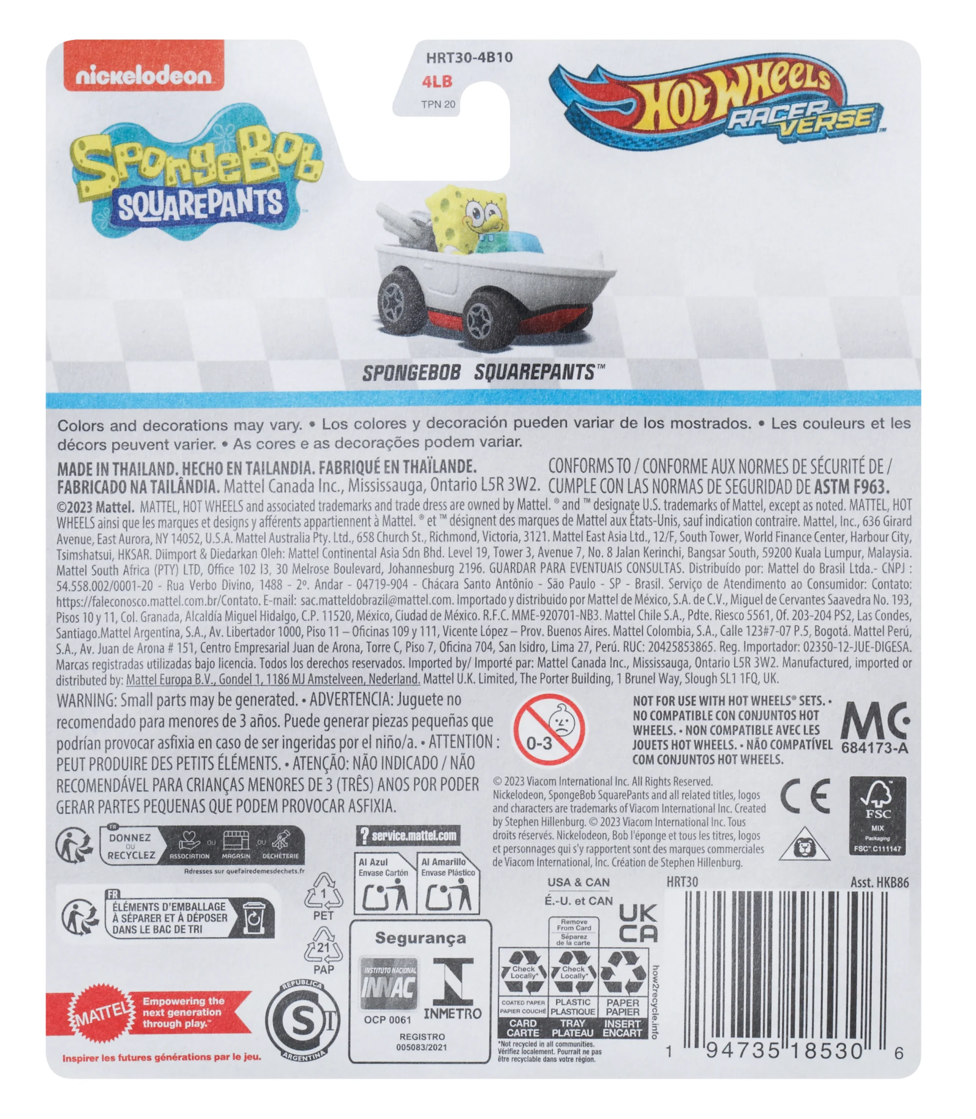 Hot Wheels RacerVerse Veículo de Brinquedo Bob Esponja - Image 6