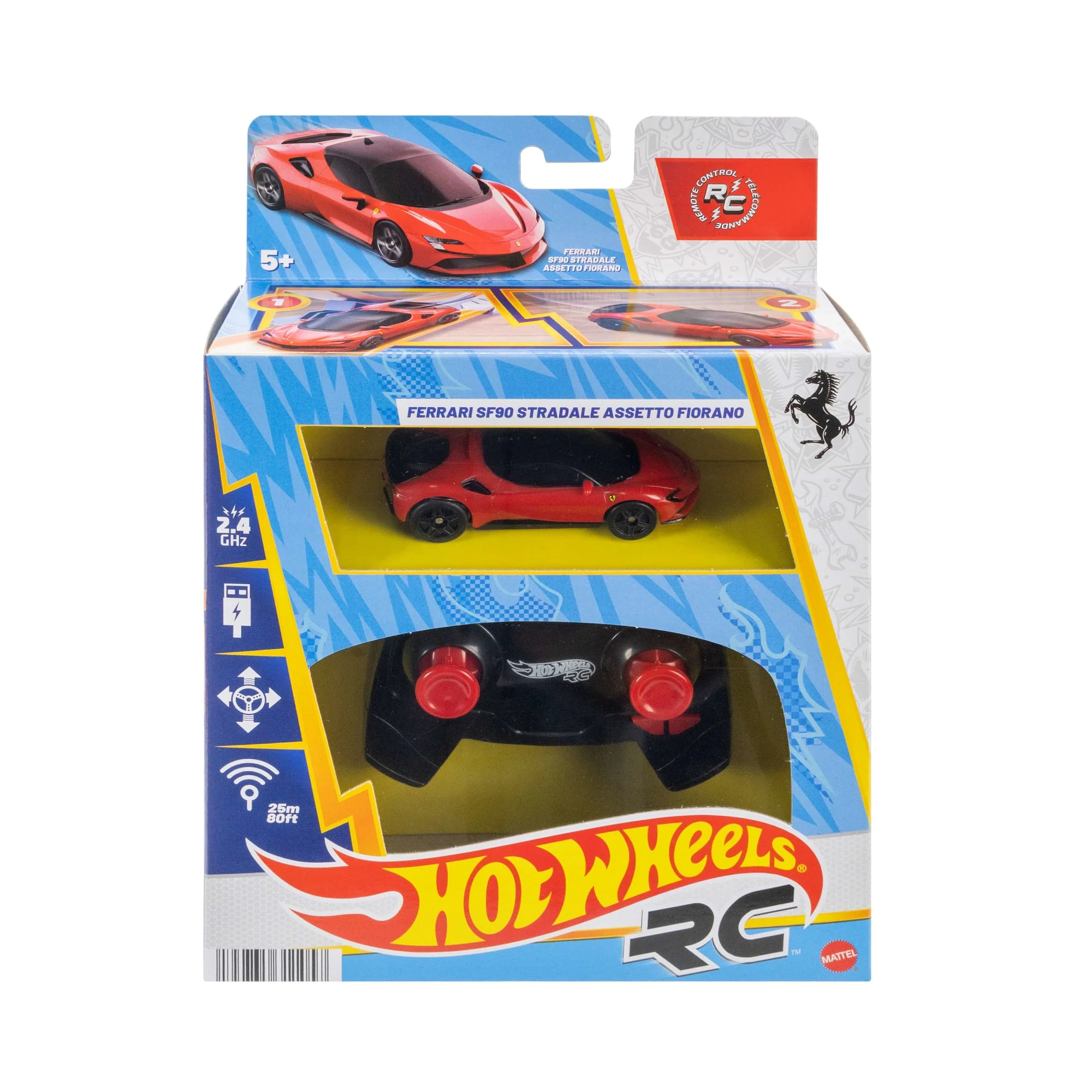 Hot Wheels RC 1:64 Ferrari Sf90 Stradale Assetto Fiorano Battery-Powered Remote-Control Car - Image 6