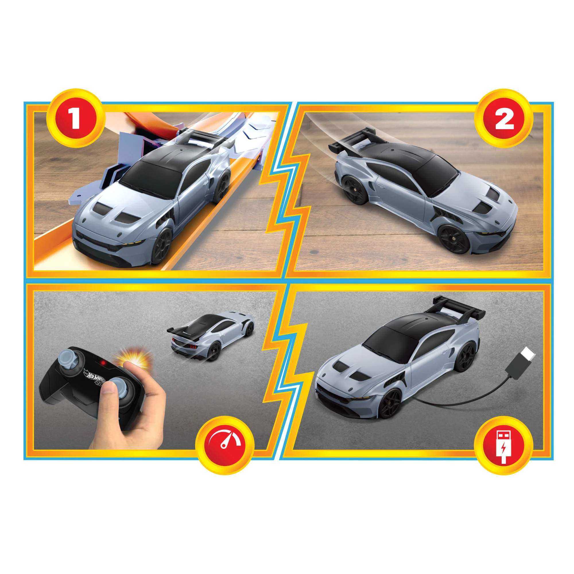Hot Wheels RC 1:64 Scale Ford Mustang Gtd, Battery-Powered Remote-Control Toy Car - Image 3