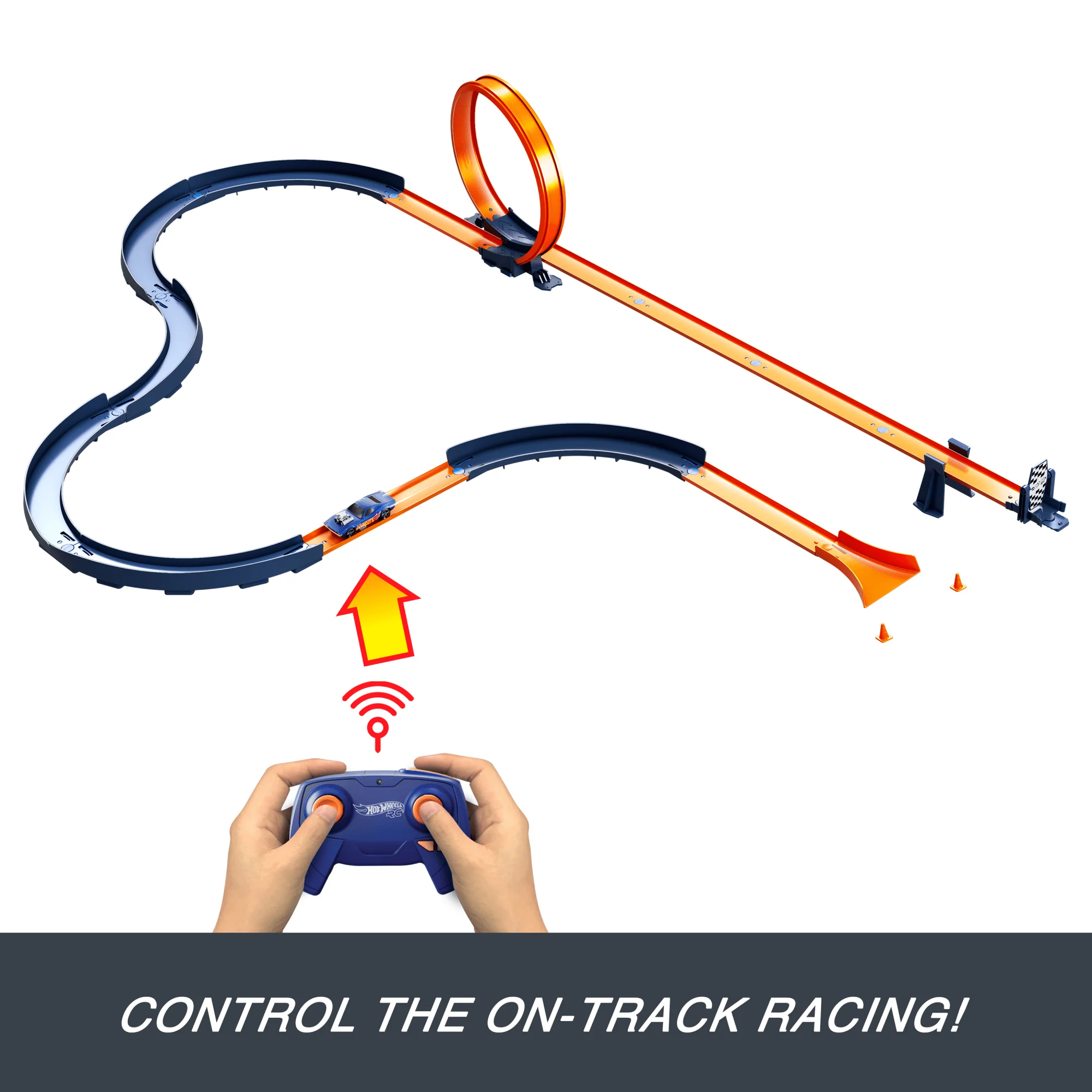Hot Wheels RC Speed Challenge Track Set & Battery-Powered Remote-Control 1:64 Scale Toy Car, 30+ Pieces Of Track - Image 3