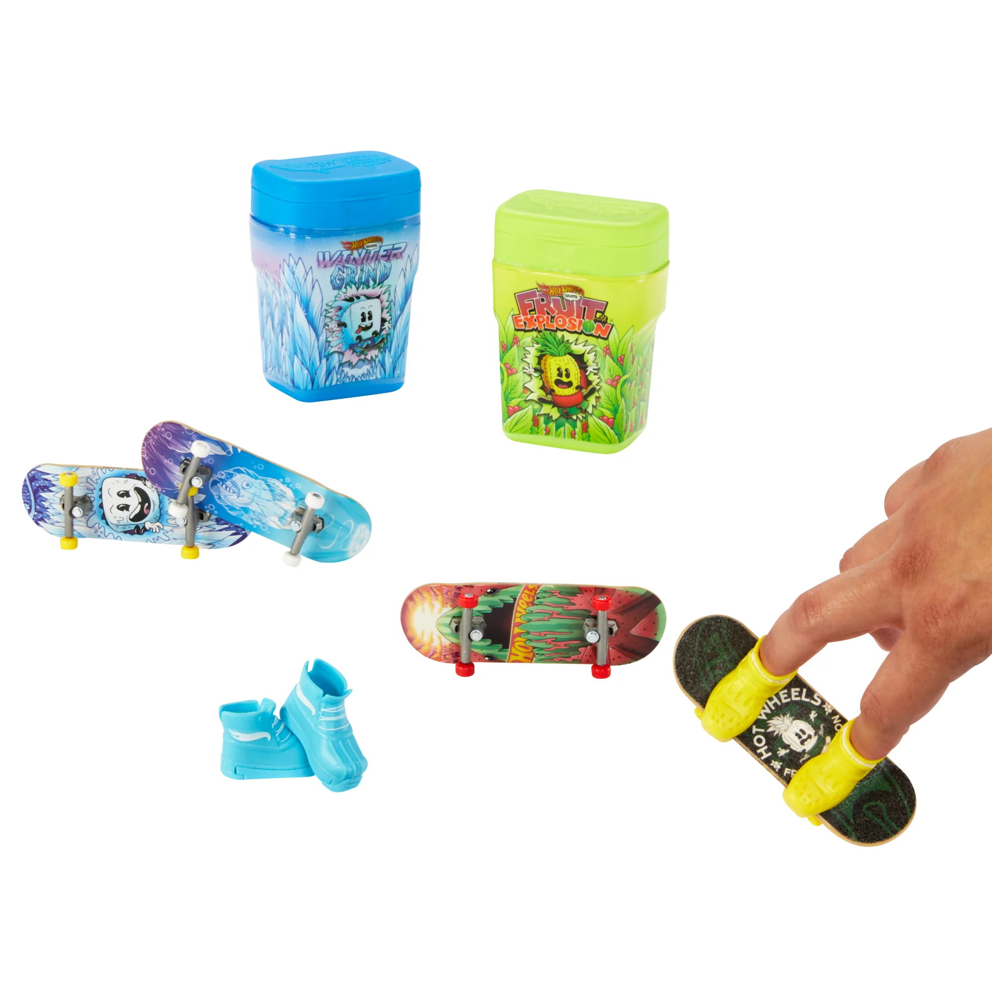 Hot Wheels Skate, 2 Flavor Containers With 4 Exclusive Fingerboards And 2 Pairs Of Removable Skate Shoes, 2 Storage Containers (8 Items Total) - Image 6