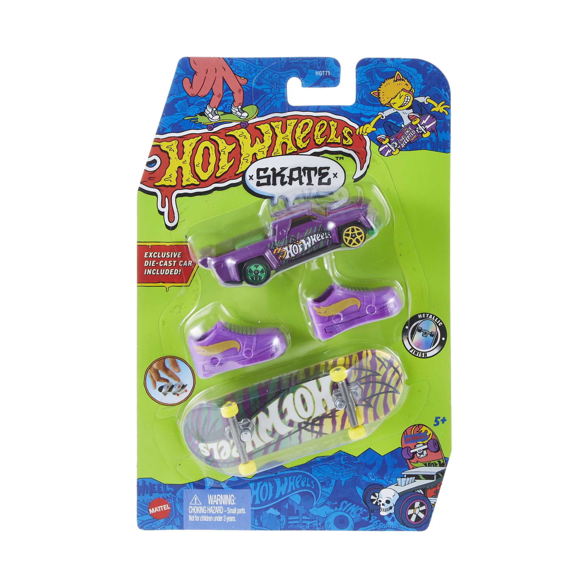 Hot Wheels Skate Vehículo de Juguete Patineta de Colección FELINE RISKY™ + SOLID MUSCLE™ con Diecast - Image 6