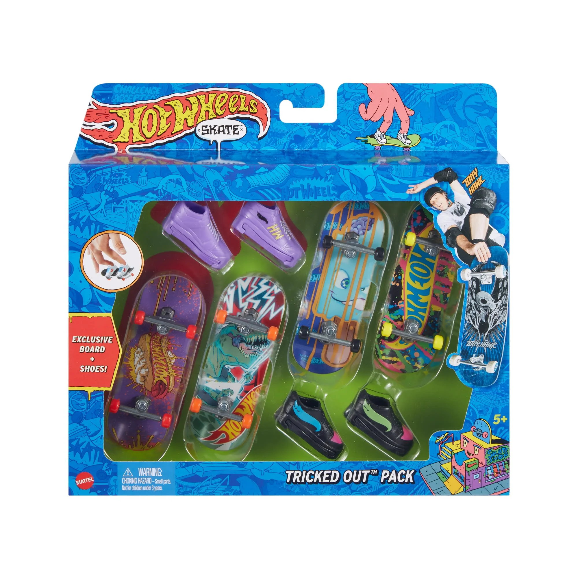 Hot Wheels Skate Veículo de Brinquedo Pacote de Skateboards com Tênis Variado - Image 3