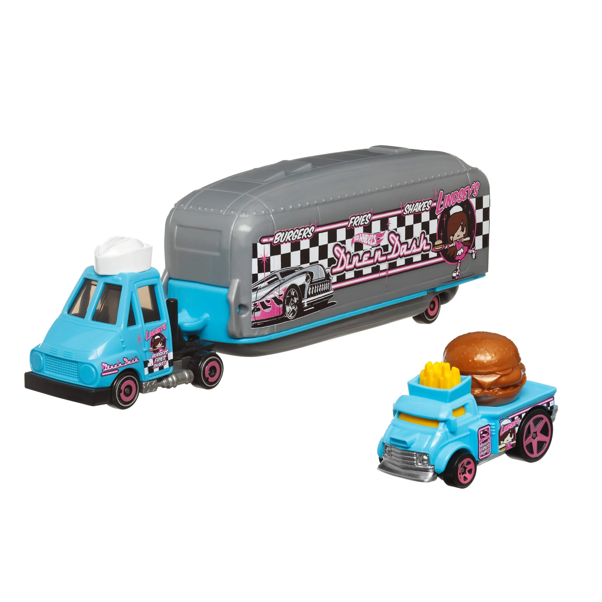 Hot Wheels Super Rigs, 1:64 Scale Toy Car And Matching Transporter, 2 Vehicles - Image 4