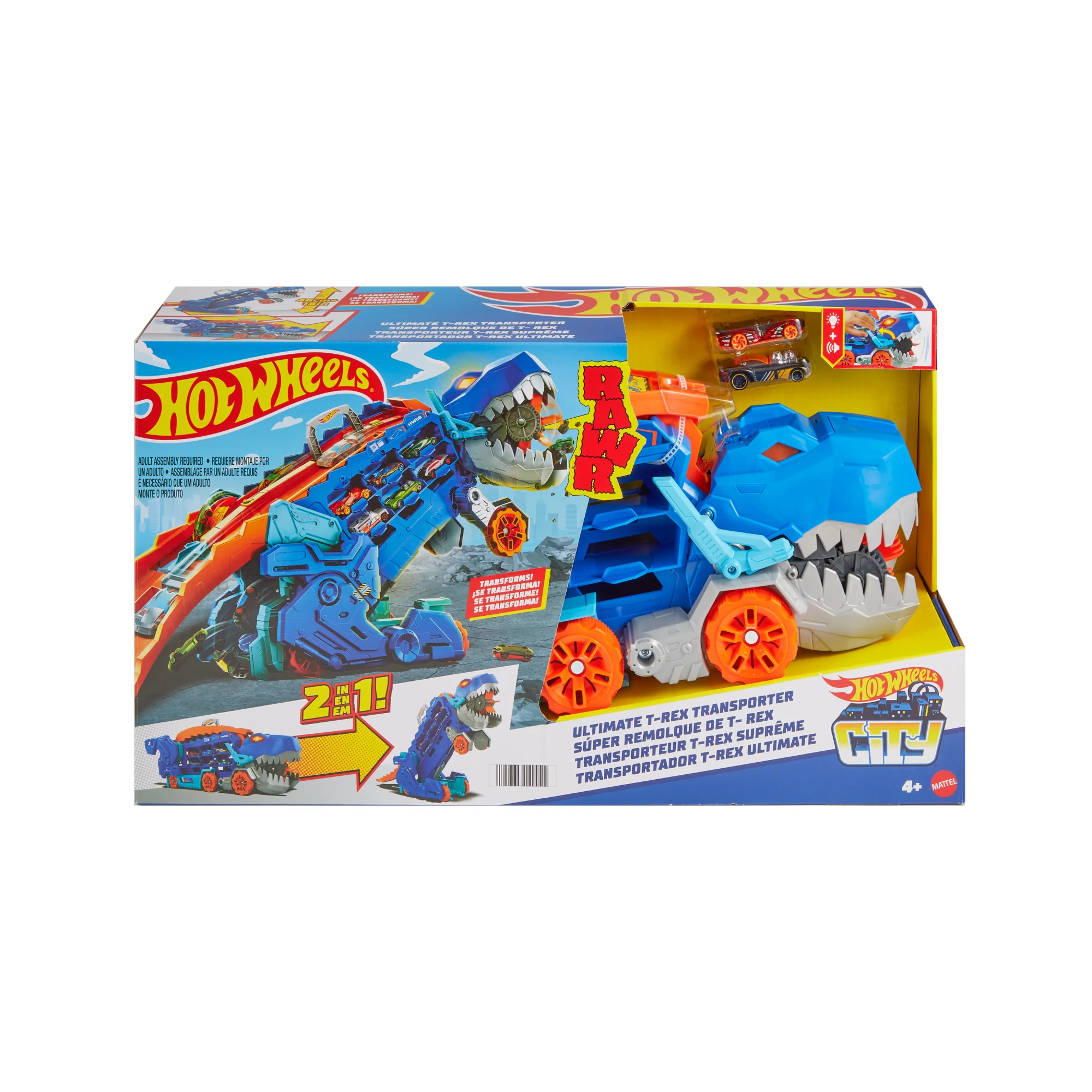 Hot Wheels City Ultimate T-Rex Transporter, Hauler Transforms Into A Dino, Featured in “Let's Race” - Image 6