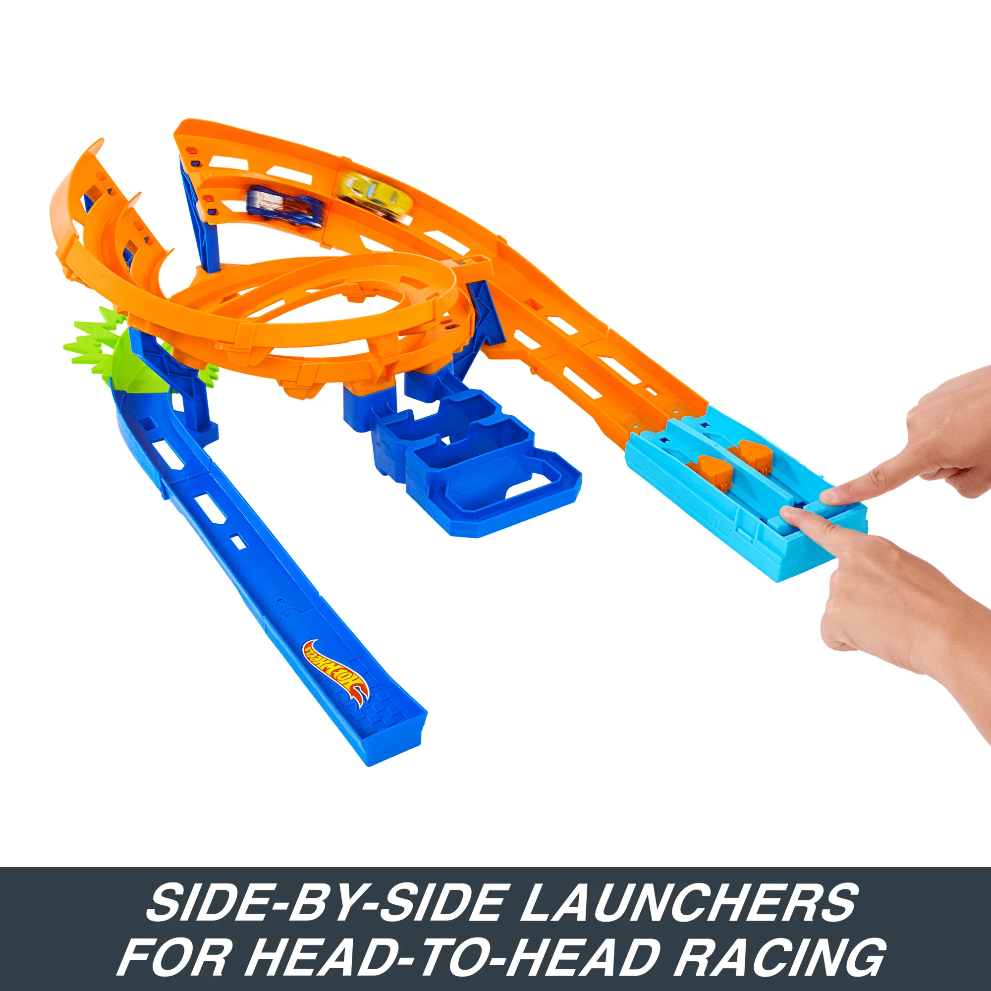 Hot Wheels Whip Around Raceway, 2 Toy Cars in 1:64 Scale, Storage - Image 4