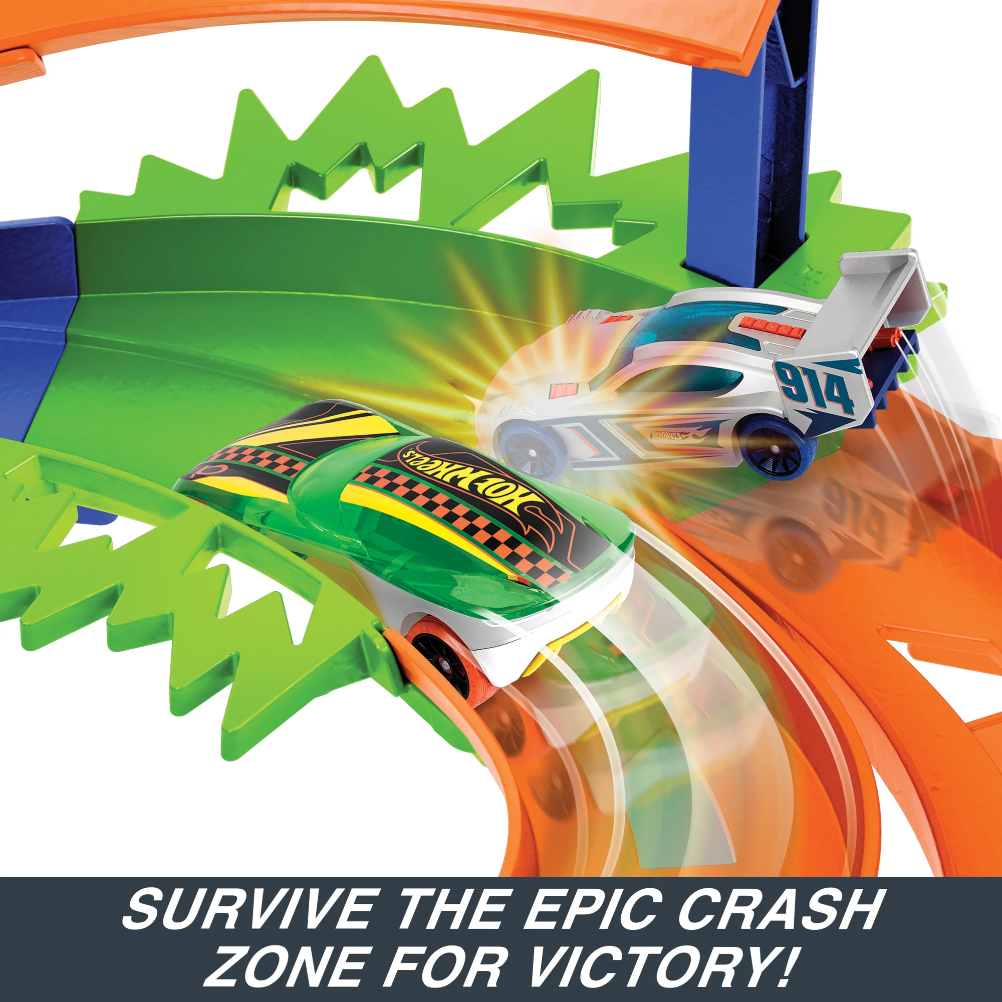 Hot Wheels Whip Around Raceway, 2 Toy Cars in 1:64 Scale, Storage - Image 4