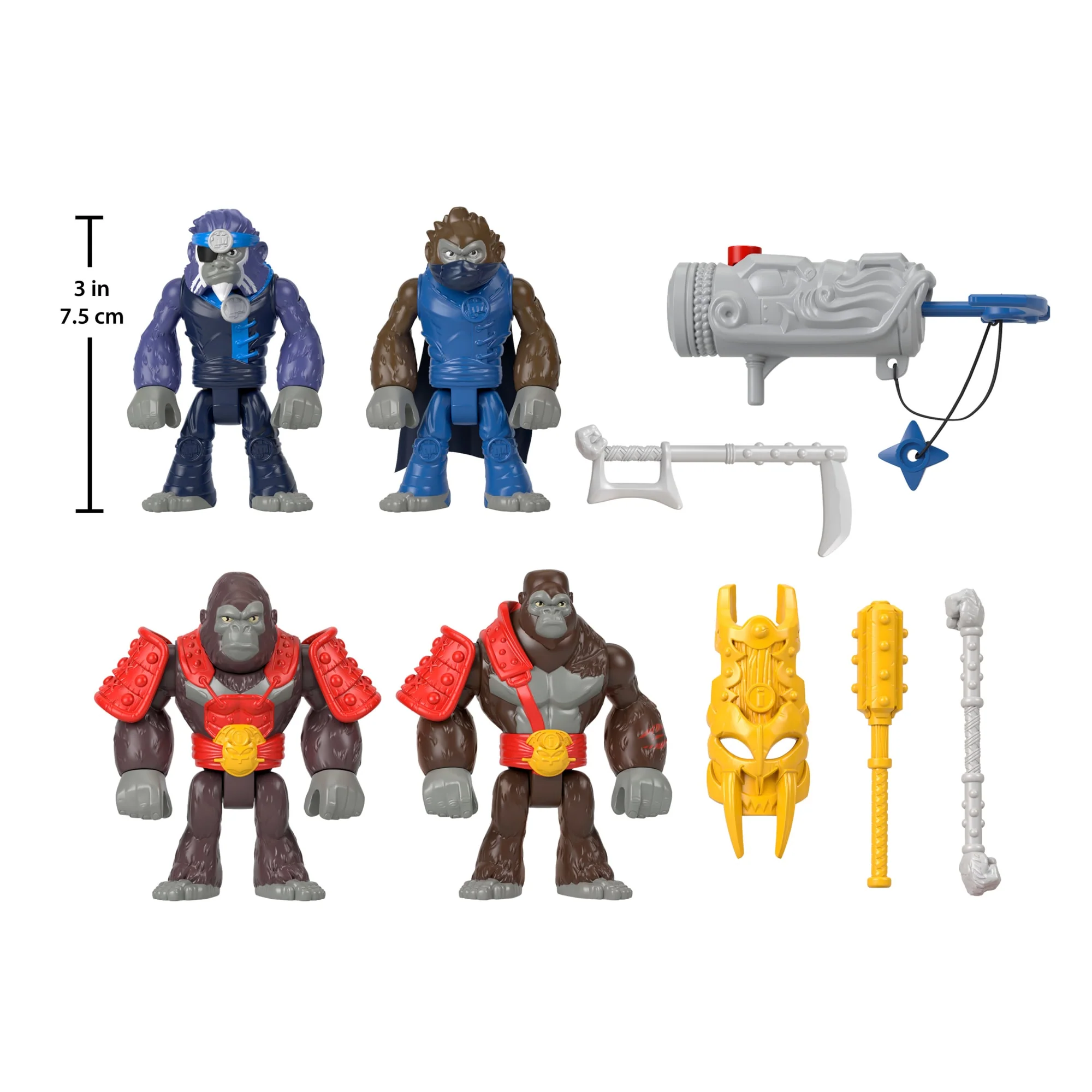 Imaginext Boss Level Gorilla vs Monkey Army Action Figure Set With Accessories, 9-Pack - Image 5