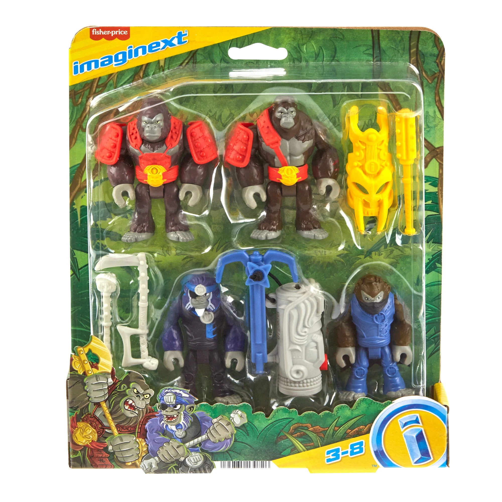 Imaginext Boss Level Gorilla vs Monkey Army Action Figure Set With Accessories, 9-Pack - Image 6