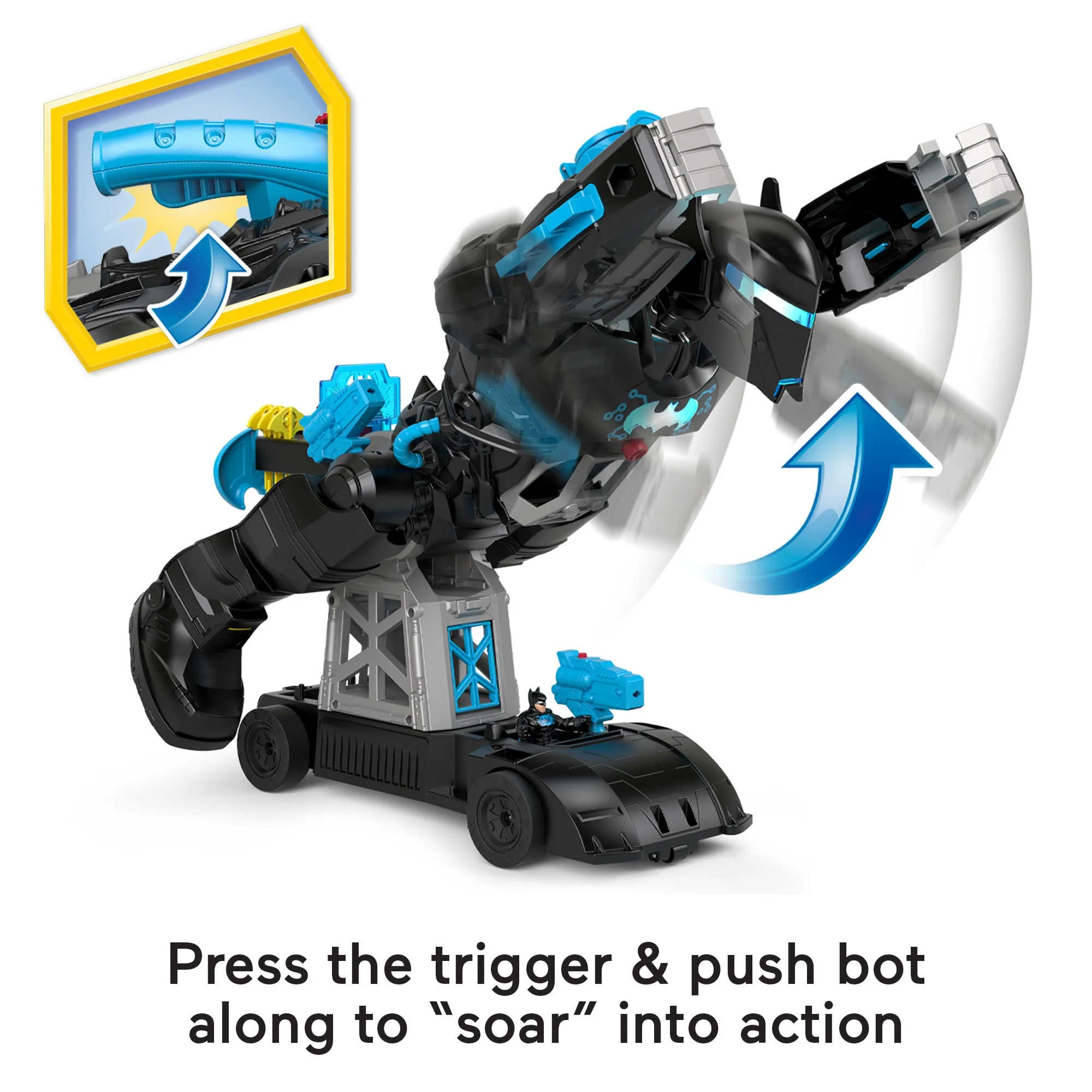 Imaginext DC Super Friends Batman Toy, 2-In-1 Robot & Playset With Lights & Sounds, Bat-Tech Batbot - Image 4