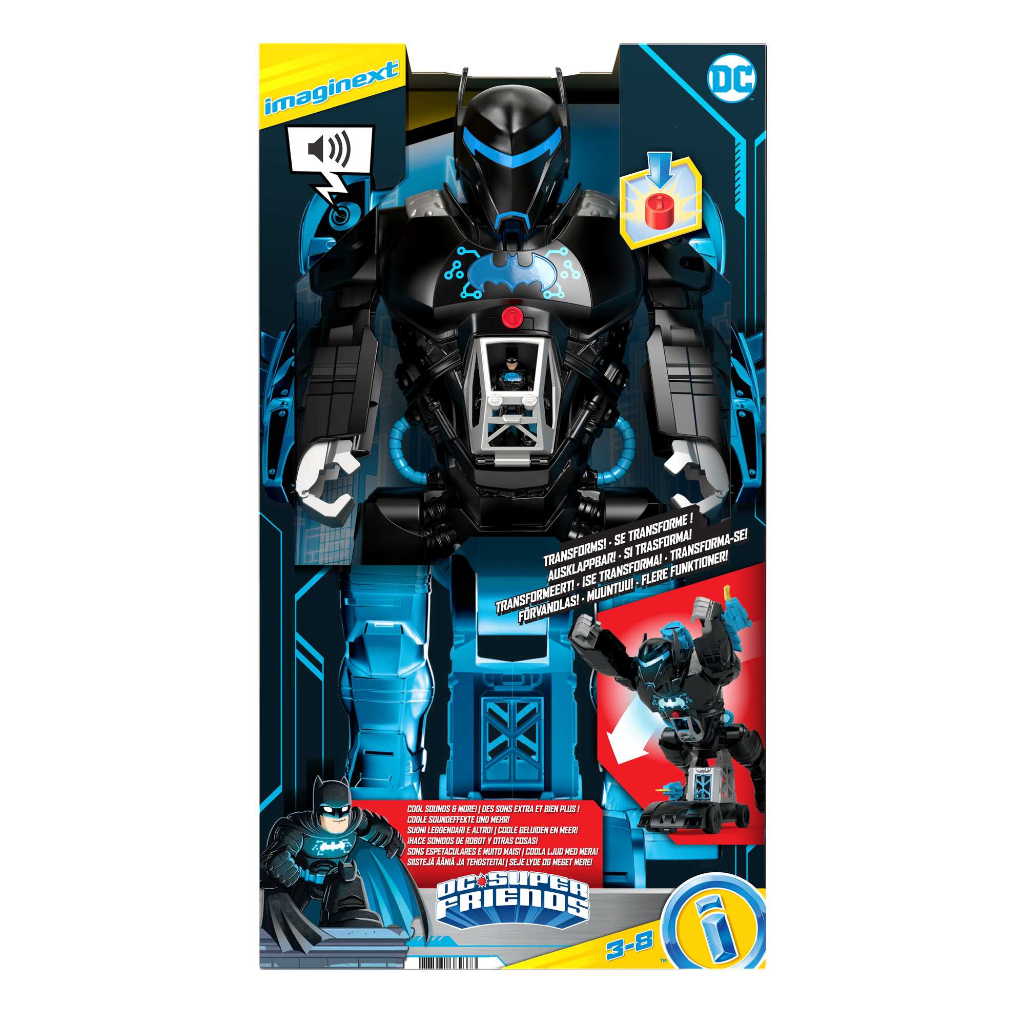 Imaginext DC Super Friends Batman Toy, 2-In-1 Robot & Playset With Lights & Sounds, Bat-Tech Batbot - Image 6