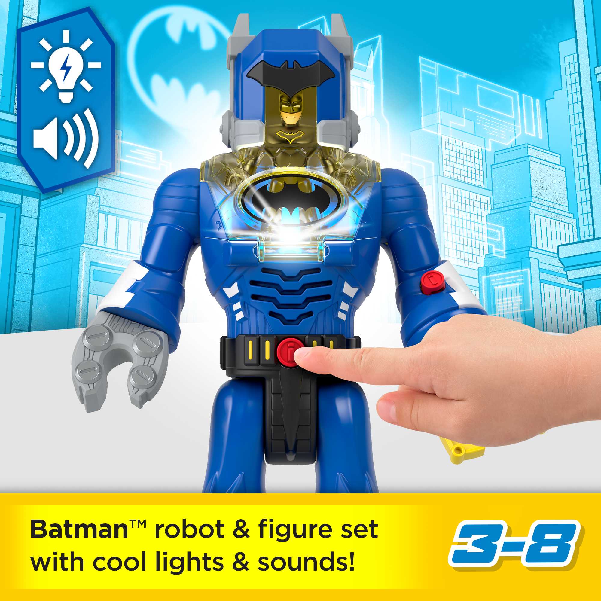 Imaginext DC Super Friends Batman Toys, Robot With Lights Sounds And insider Figure, Preschool Toys - Image 2