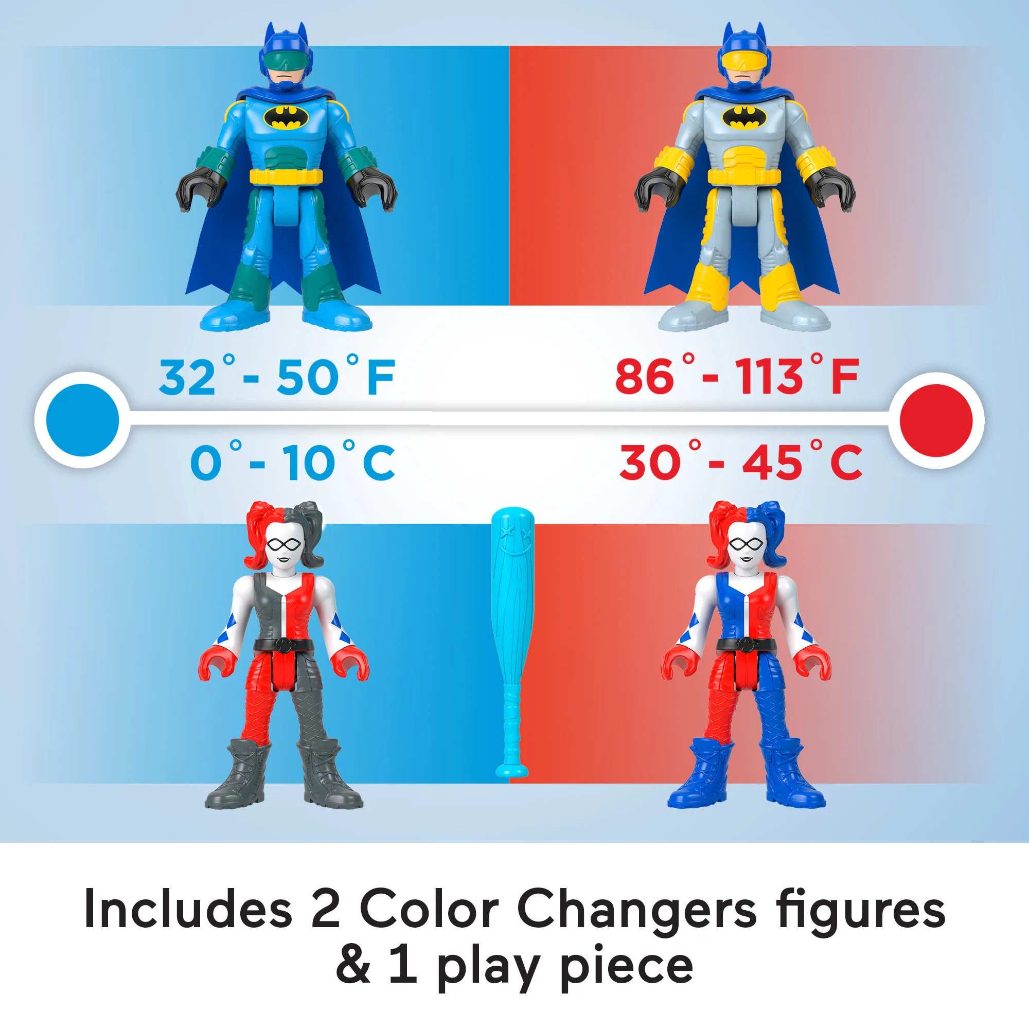 Imaginext DC Super Friends Batman Figure Set With Harley Quinn And Color-Changing Action - Image 4