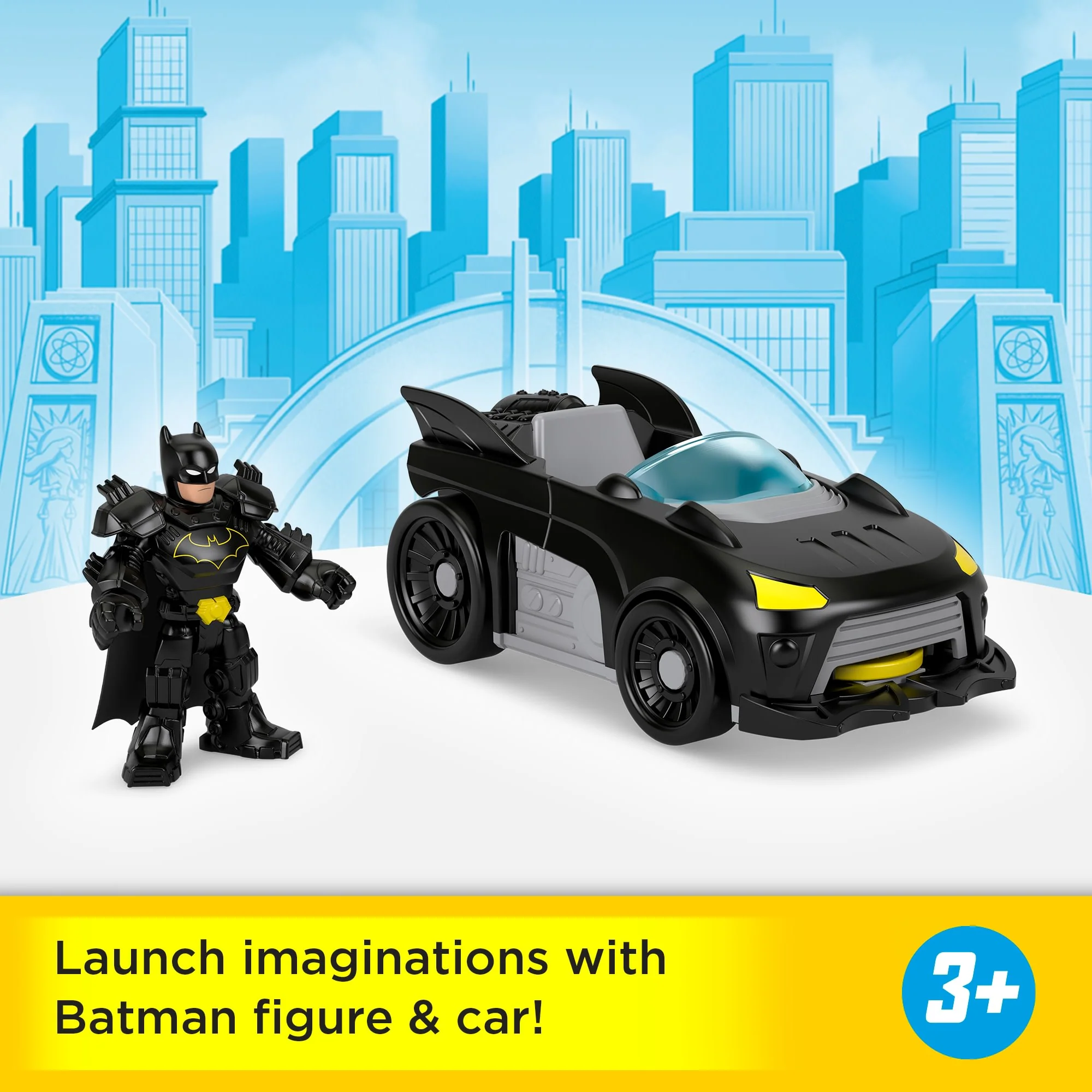 Fisher-Price Imaginext DC Super Friends Metal Force Batmobile Toy Car & Batman Action Figure Set - Image 2