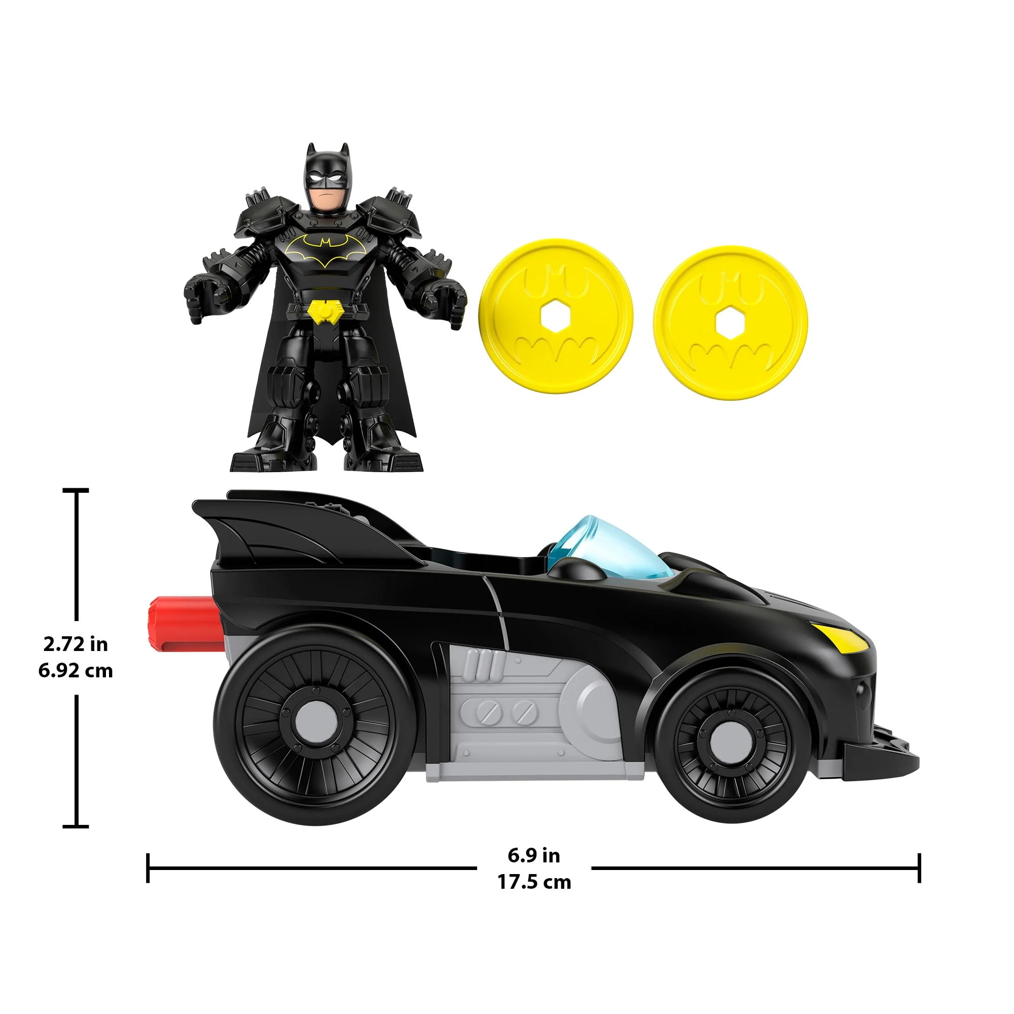 Fisher-Price Imaginext DC Super Friends Metal Force Batmobile Toy Car & Batman Action Figure Set - Image 4