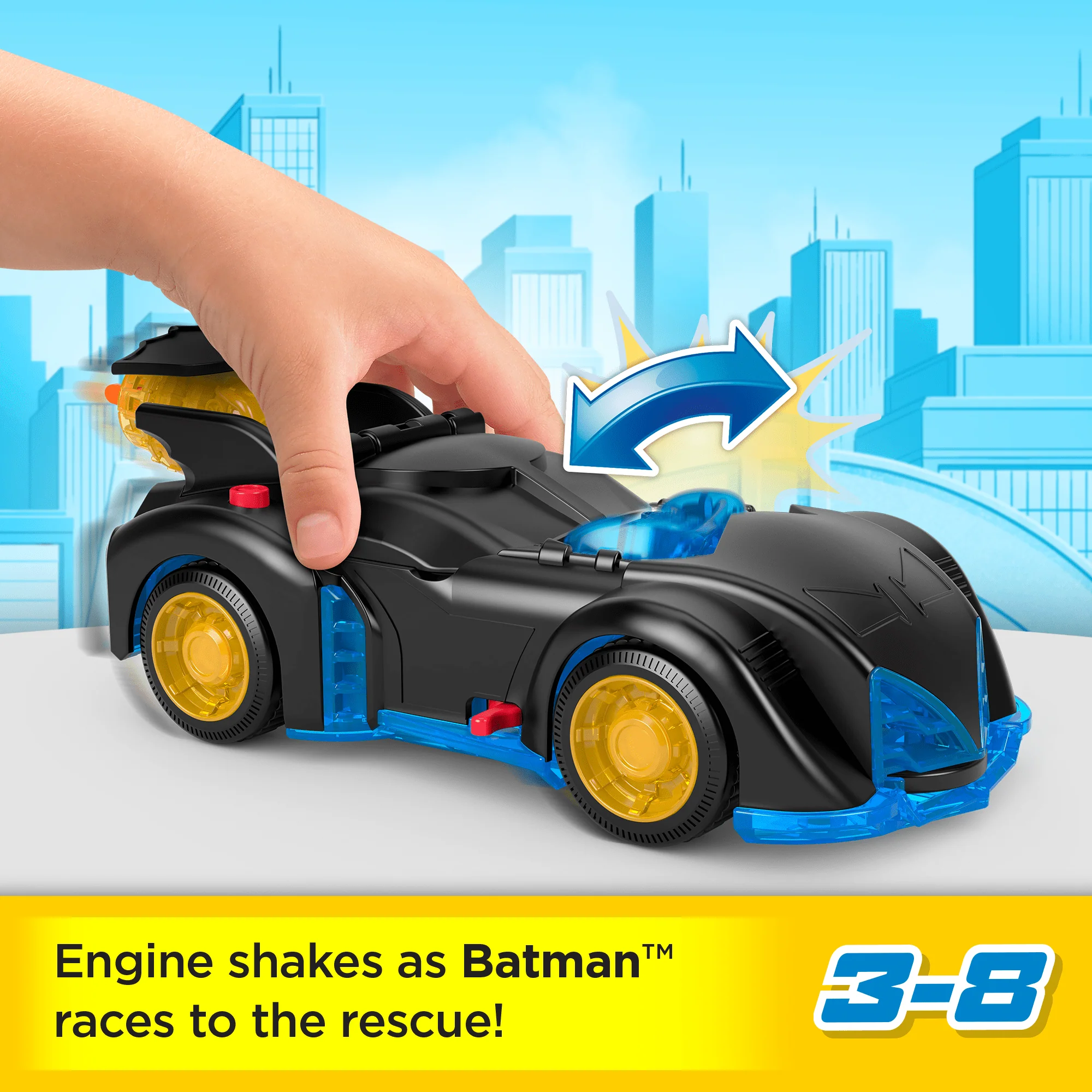 Imaginext DC Super Friends Shake & Spin Batmobile And Batman Figure Set, 4 Pieces - Image 2