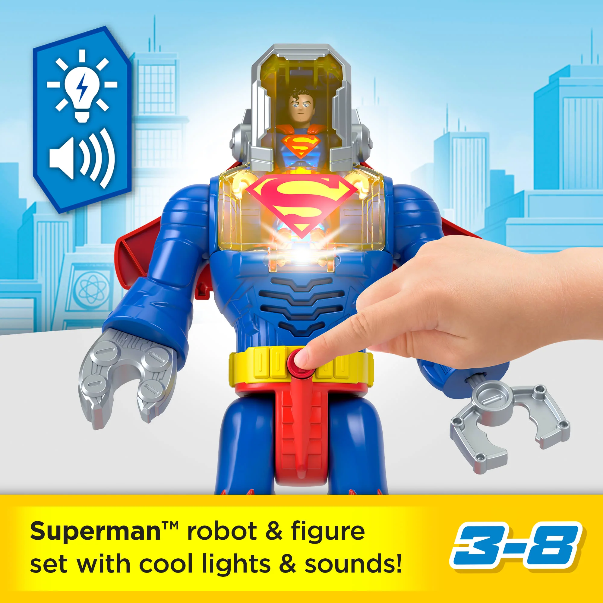 Imaginext DC Super Friends Superman Insider & Exo Suit Robot With Lights & Sounds, 6 Pieces - Image 2