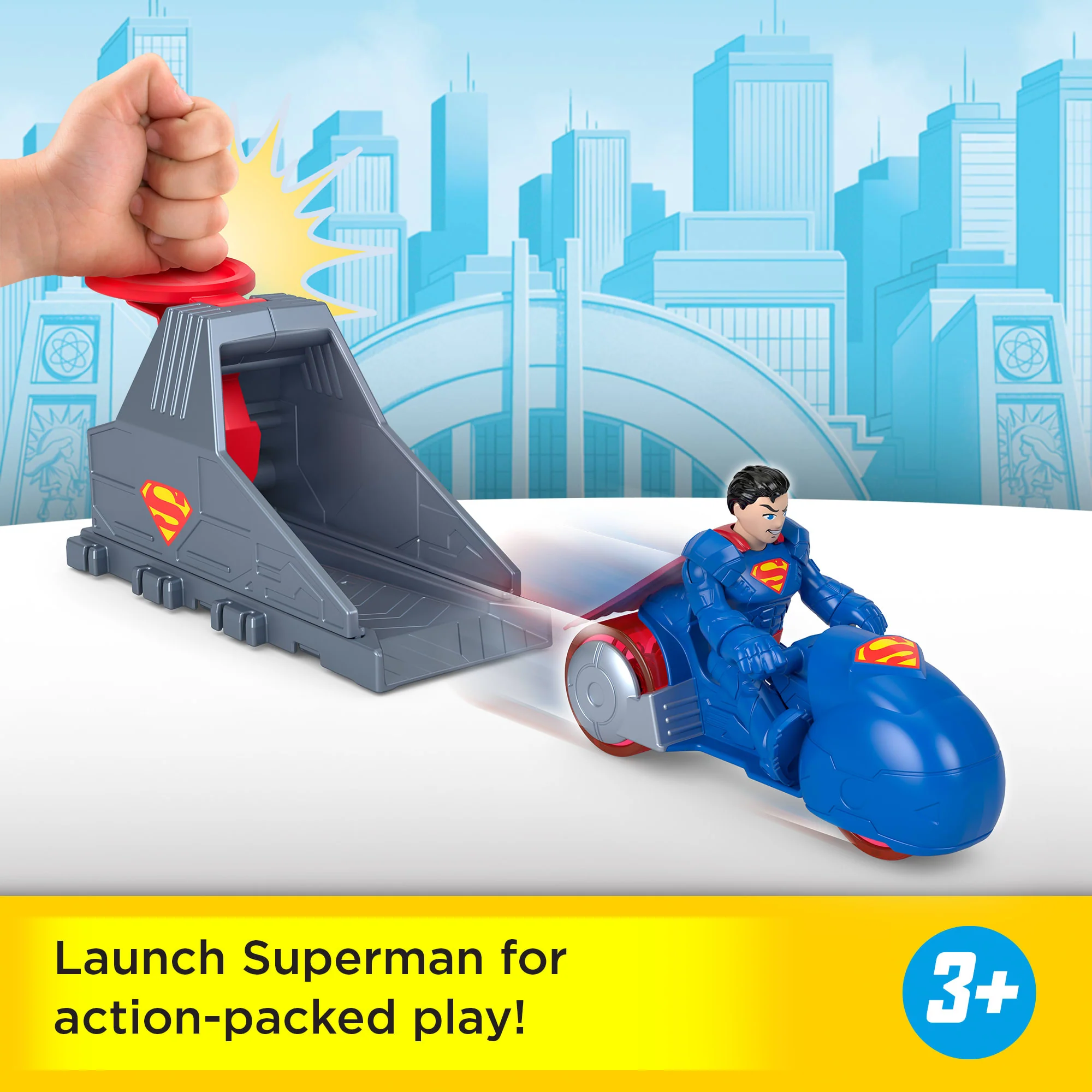 Imaginext DC Super Friends Launcher Set With 3-Inch Superman Action Figure, Toy Vehicle & Housing Unit - Image 3