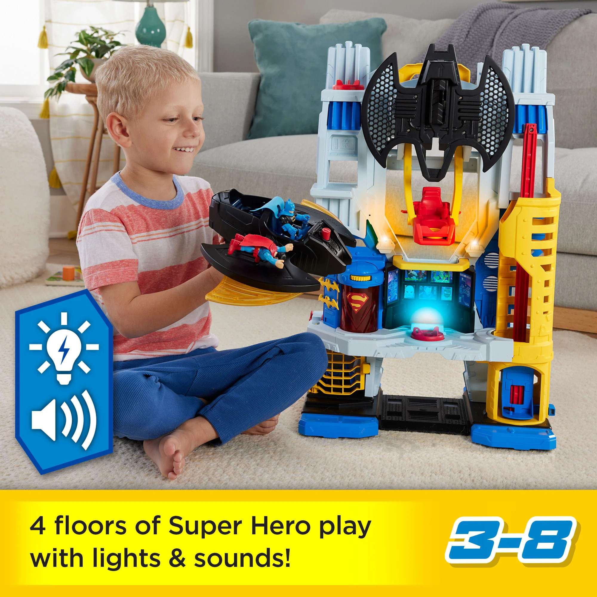 Imaginext DC Super Friends Ultimate Headquarters Playset With Batman Figure, 10 Piece Preschool Toy - Image 2