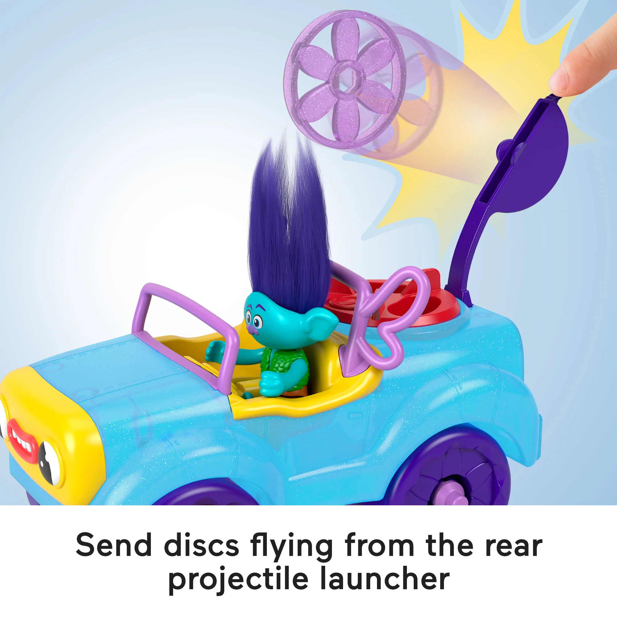 Imaginext Dreamworks Trolls Branch Figure And Buggy Toy Car With Projectile Launcher, 4 Pieces - Image 3