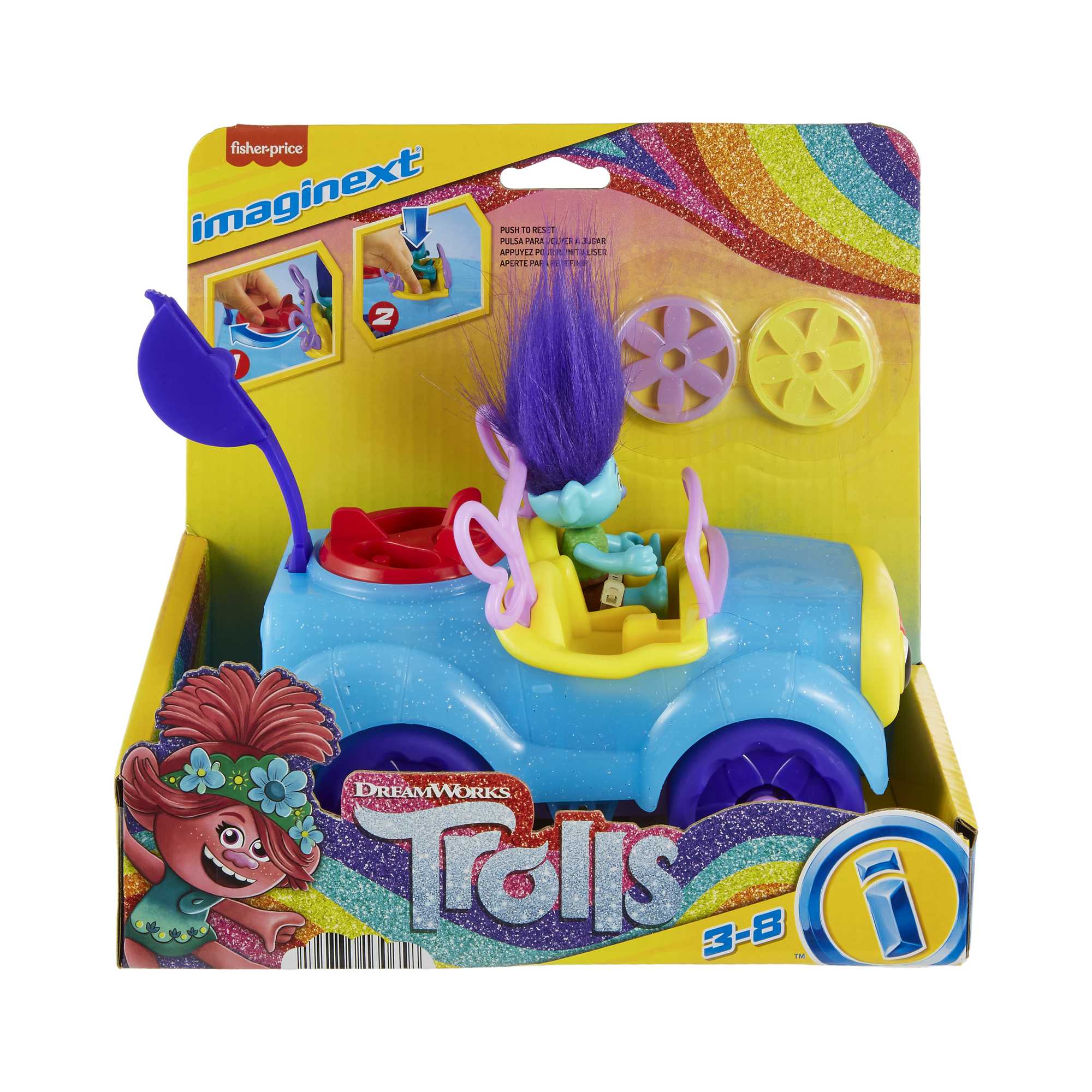 Imaginext Dreamworks Trolls Branch Figure And Buggy Toy Car With Projectile Launcher, 4 Pieces - Image 6