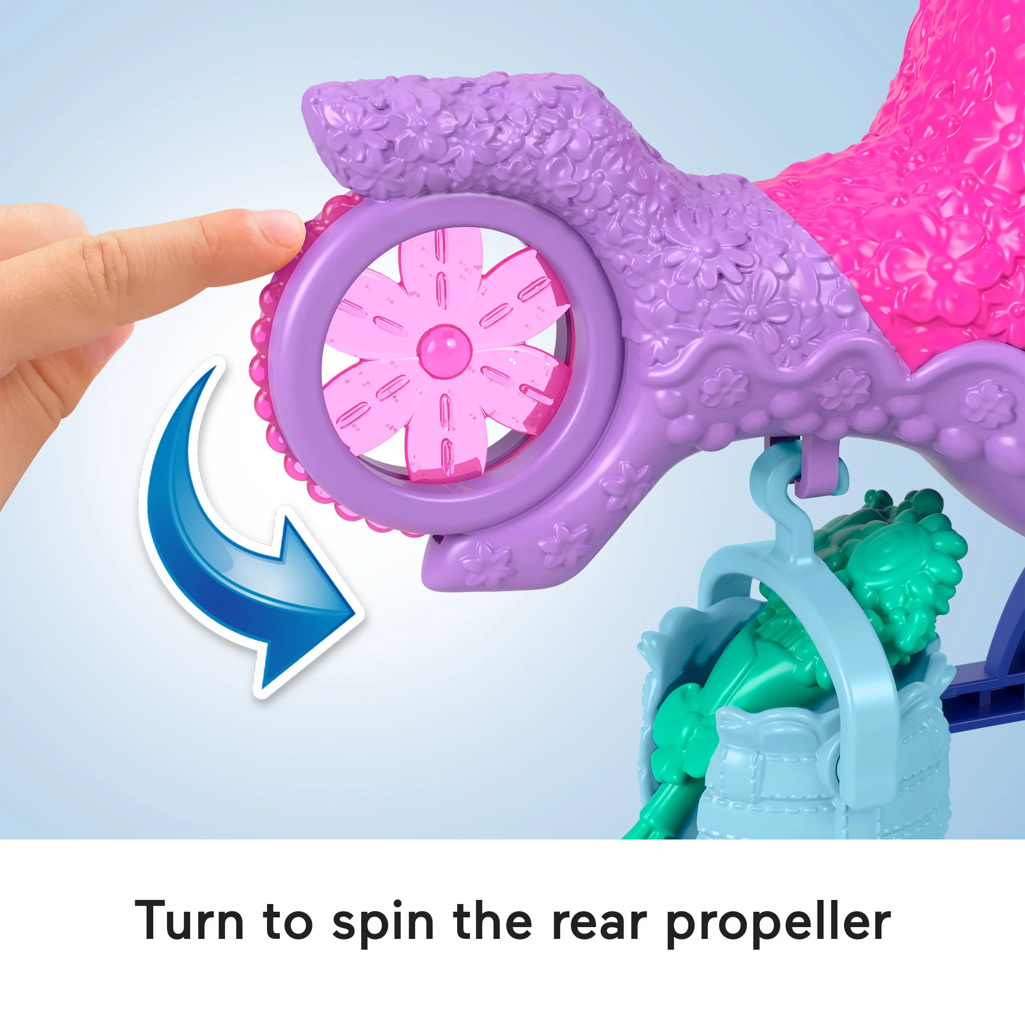 Imaginext Dreamworks Trolls Poppy Figure And Toy Helicopter For Preschool Pretend Play, 4 Pieces - Image 3