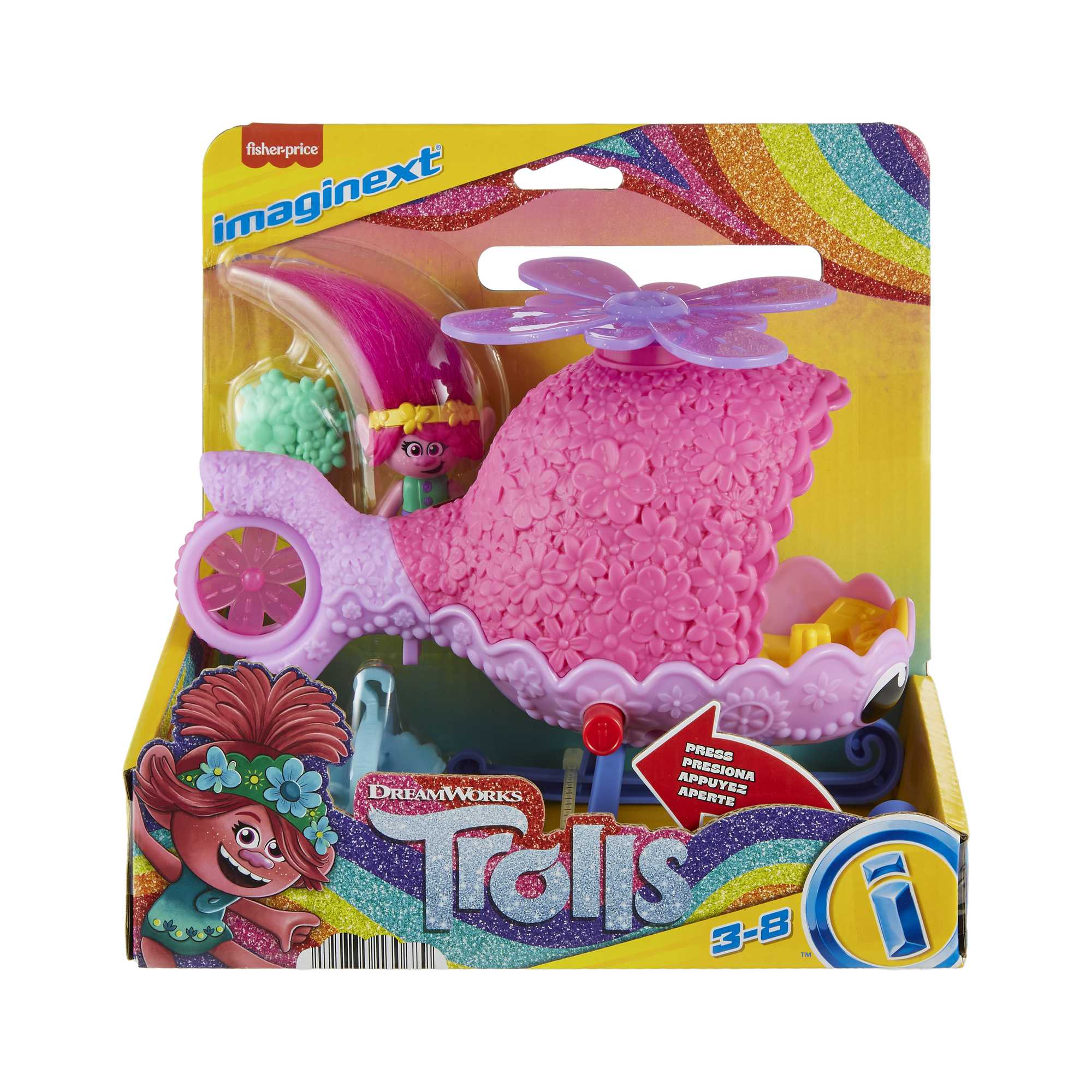 Imaginext Dreamworks Trolls Poppy Figure And Toy Helicopter For Preschool Pretend Play, 4 Pieces - Image 6