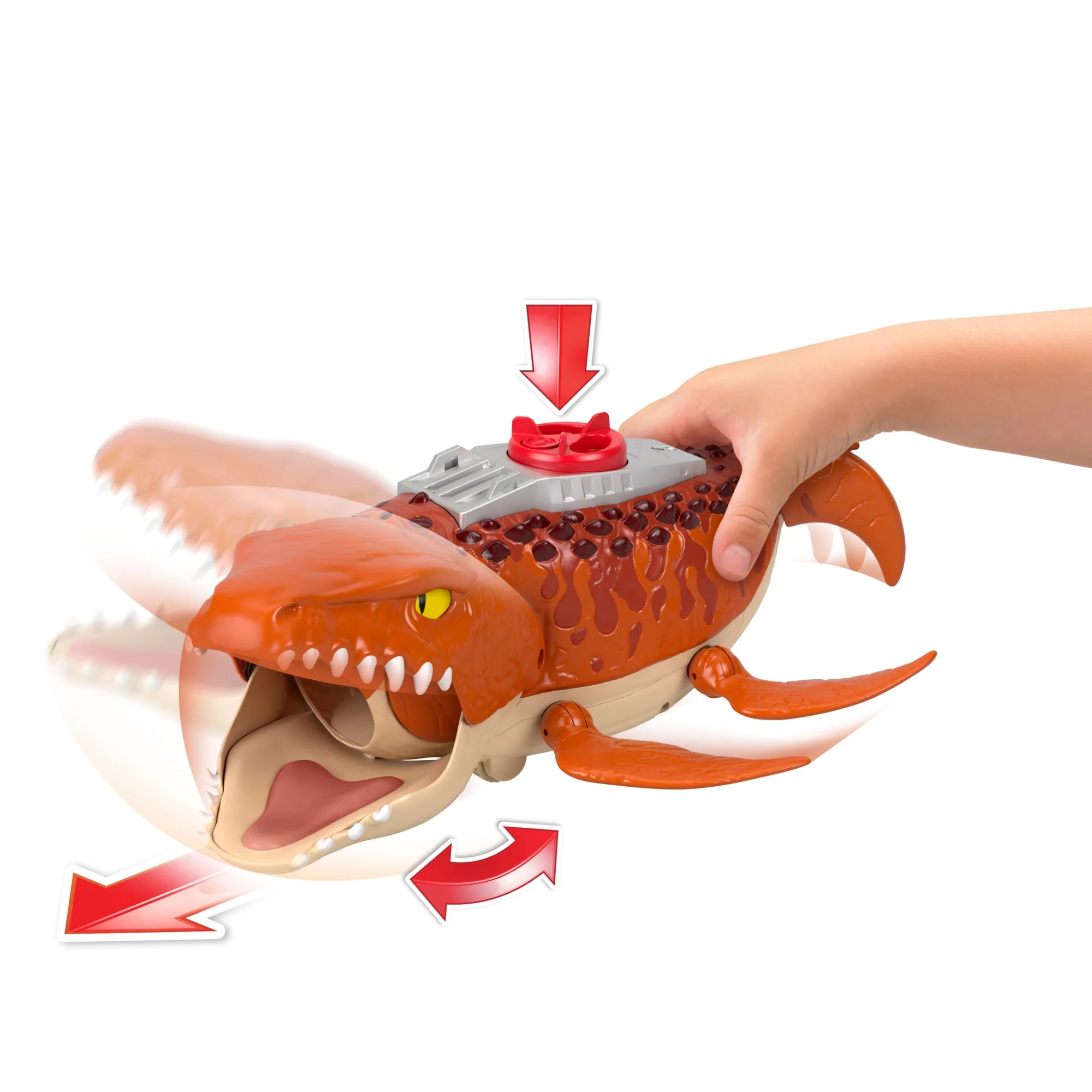 Imaginext Jurassic World Dinossauro de Brinquedo Rebirth Mosasaurus Caça e Morde - Image 4