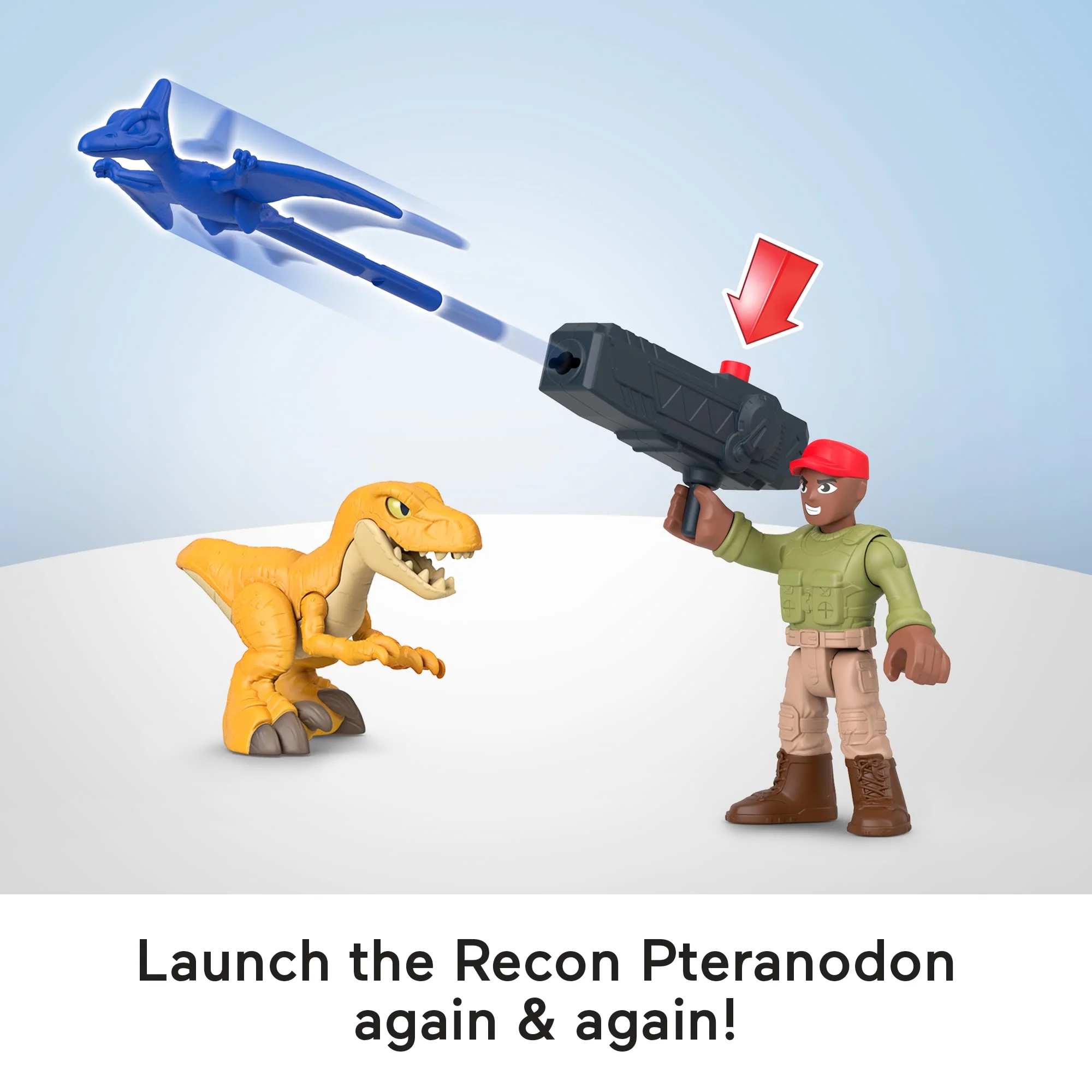 Imaginext Jurassic World Trek ‘n Transform Toy Vehicle Play Set With Dinosaur, Figure & Projectile - Image 3