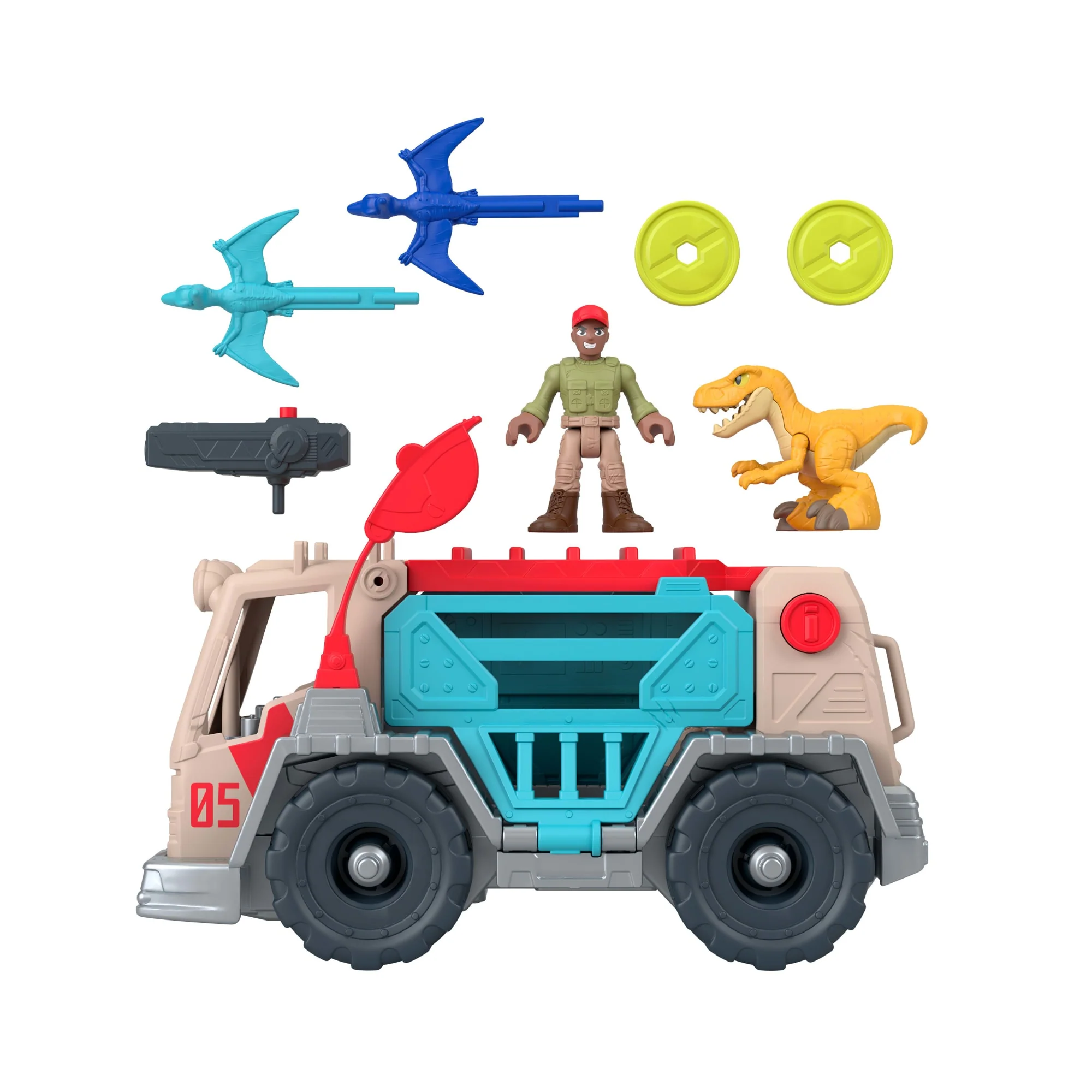 Imaginext Jurassic World Trek ‘n Transform Toy Vehicle Play Set With Dinosaur, Figure & Projectile - Image 5