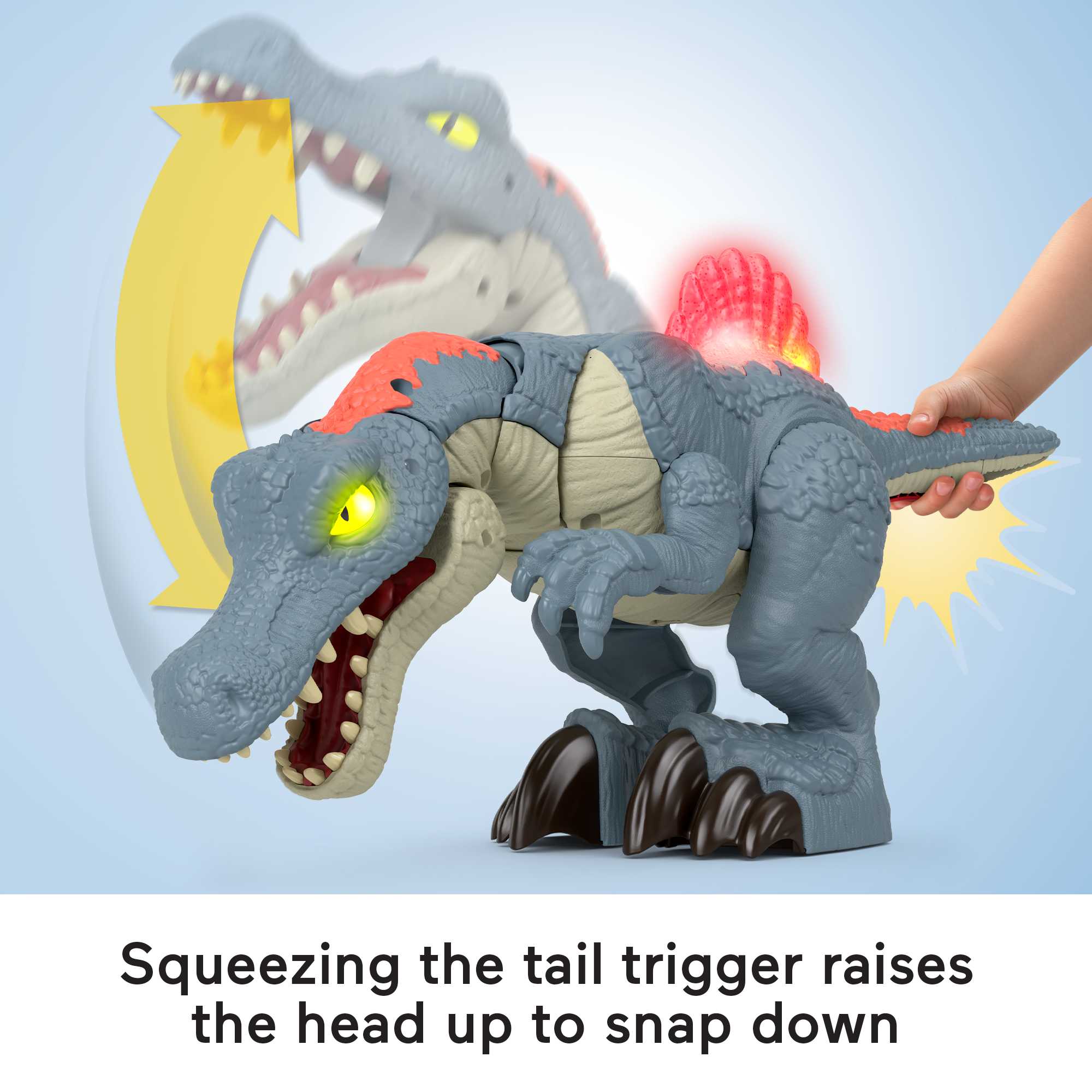 Imaginext Jurassic World Ultra Snap Spinosaurus Dinosaur Toy With Lights & Sounds, 2 Pieces - Image 3