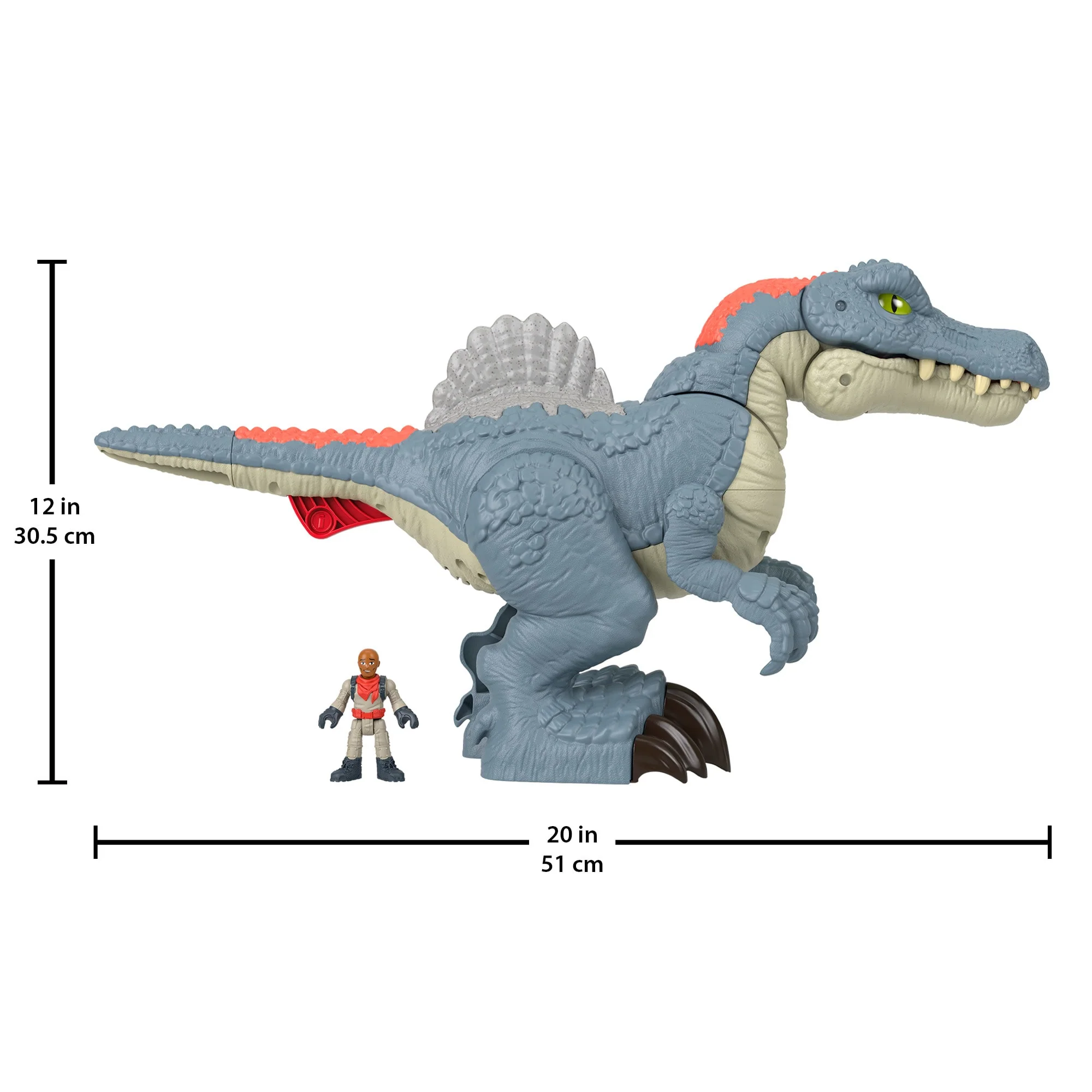Imaginext Jurassic World Ultra Snap Spinosaurus Dinosaur Toy With Lights & Sounds, 2 Pieces - Image 5