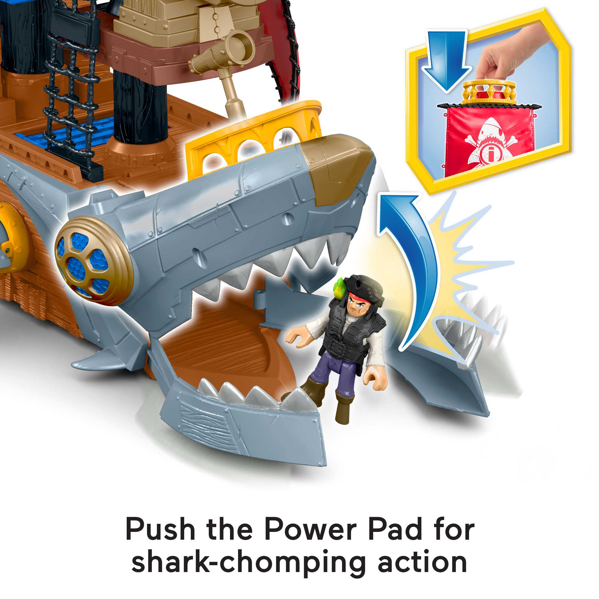 Imaginext Pirate Ship Playset With Shark Bite Action, 2 Pirate Figures, Preschool Toys, Child 3Y+ - Image 3