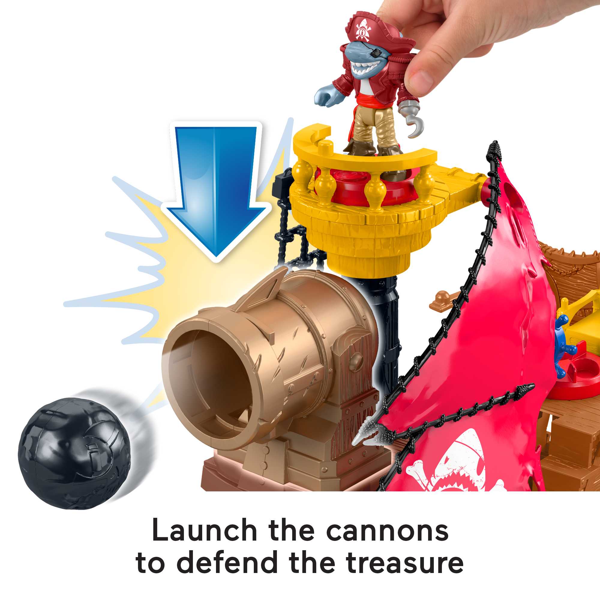 Imaginext Pirate Ship Playset With Shark Bite Action, 2 Pirate Figures, Preschool Toys, Child 3Y+ - Image 4