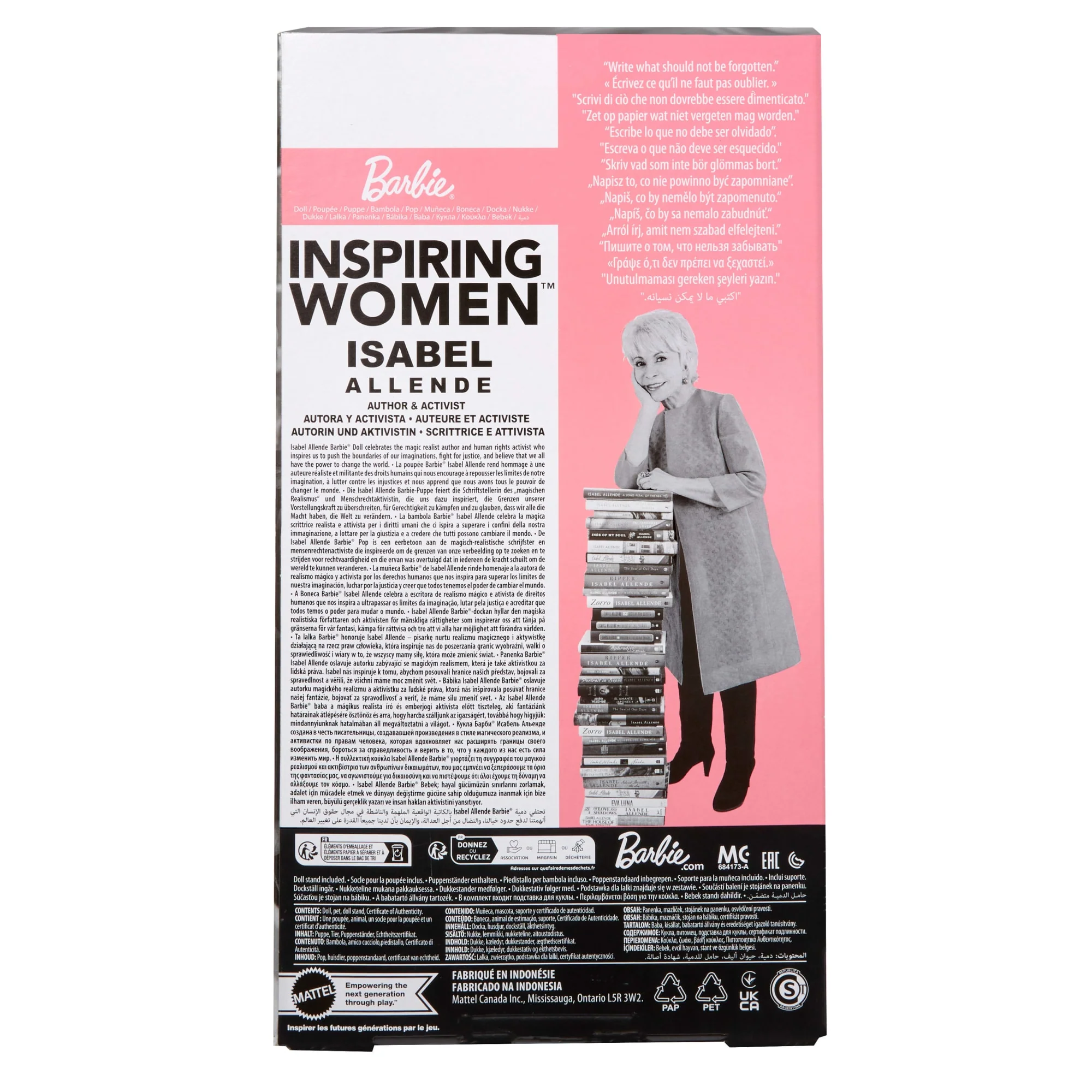 Barbie inspiring Women Collectible Doll, Isabel Allende in Red Dress & Book Accessory & Pet - Image 6
