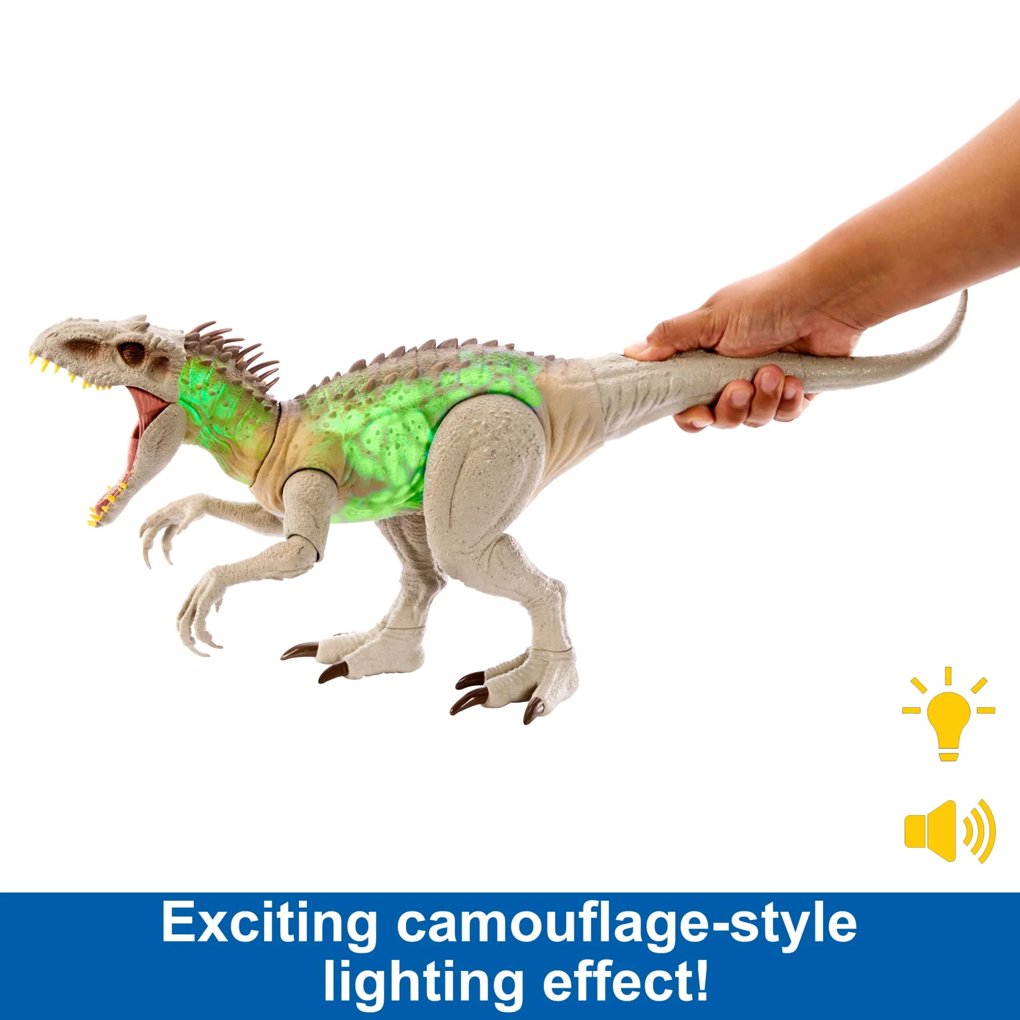 Jurassic World Camouflage 'n Battle indominus Rex Action Figure Toy With Lights, Sound & Motion - Image 2