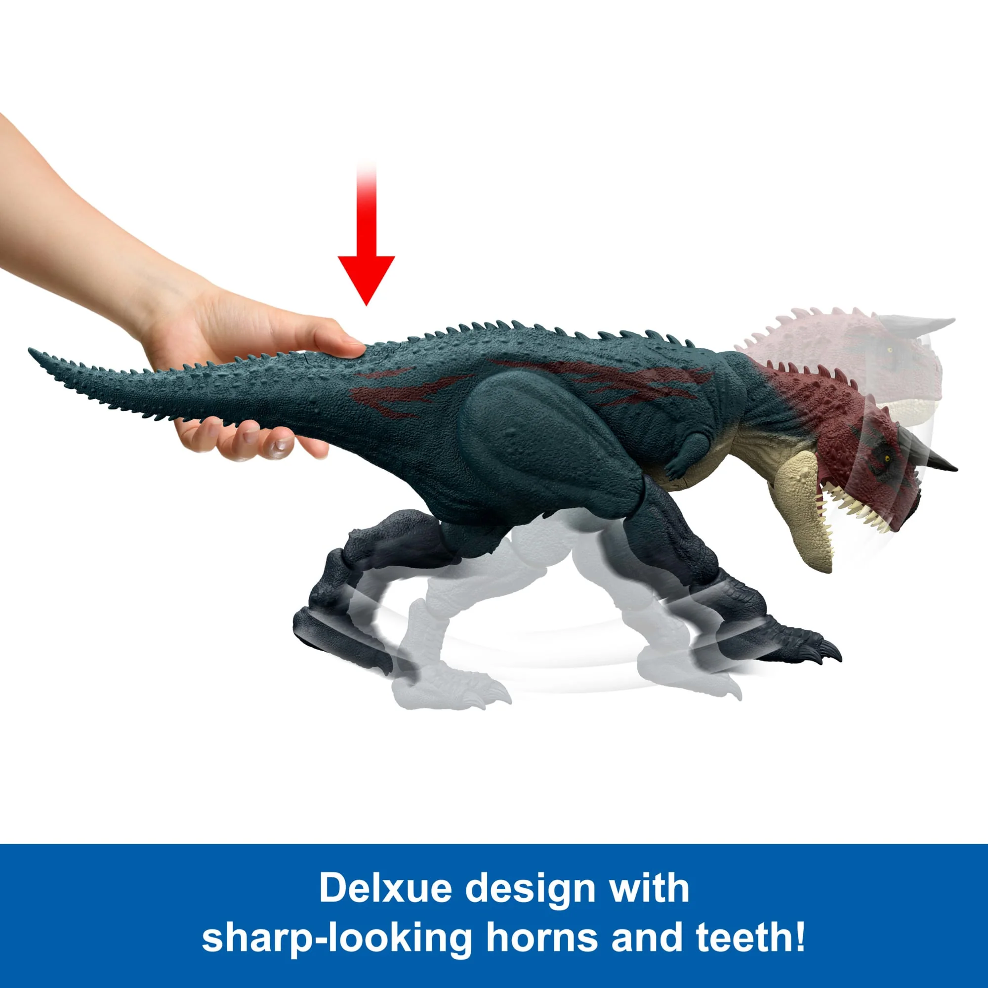 Jurassic World Charge N Chomp Carnotaurus Running Roaring Dinosaur Action Figure, Digital Play - Image 5