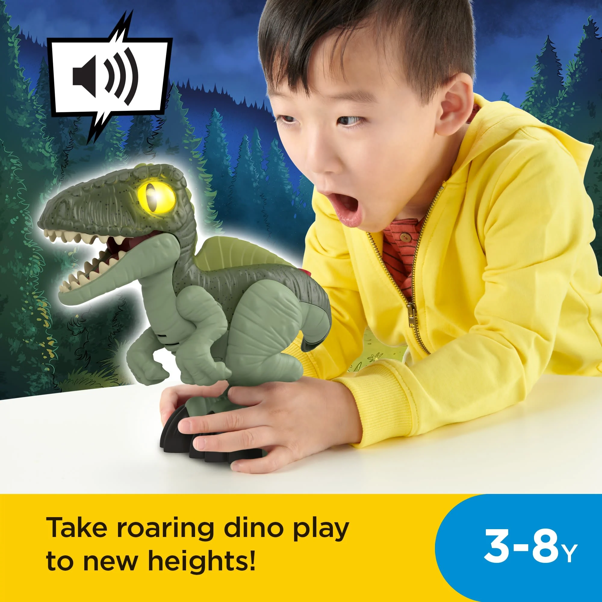 Imaginext Jurassic World Dominion Deluxe Growlin’ Giga XL Dinosaur Toy With Lights & Sounds - Image 2
