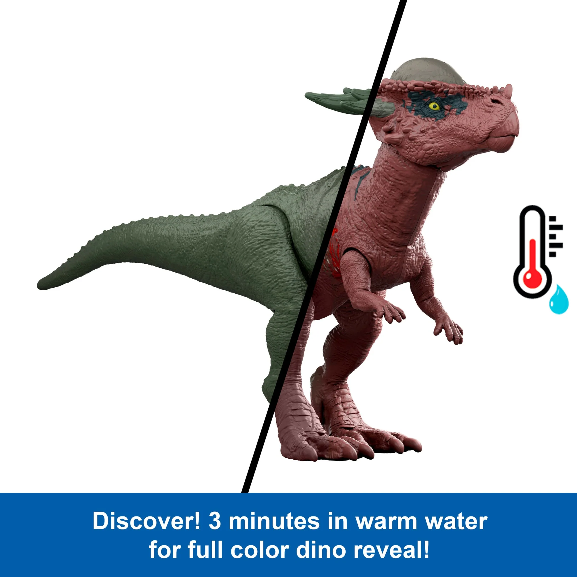 Jurassic World Dino Reveal 2 Dinosaur Toys in Battle Arena, Warm Water Changes Decoration - Image 4