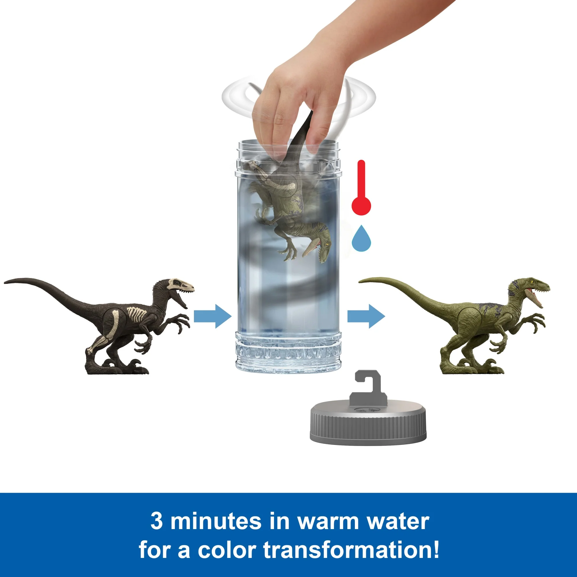 Jurassic World Dino Reveal Dinosaur Toys, Warm Water Uncovers Full Decoration, Unpack & Color Change - Image 2