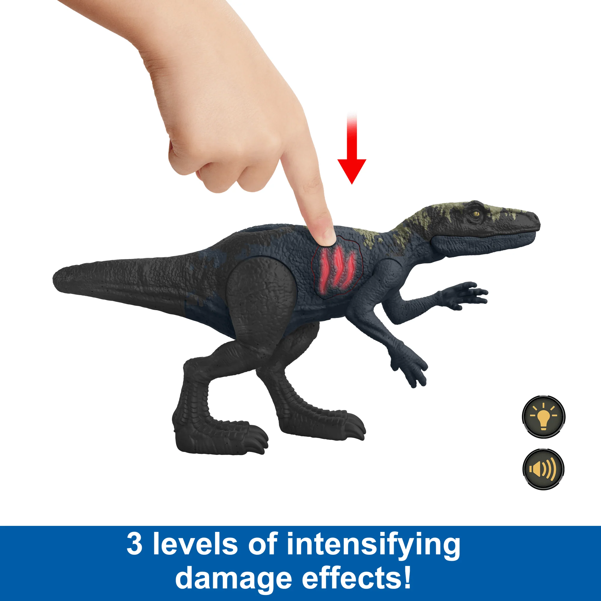 Jurassic World Epic Attack Herrerasaurus Dinosaur Toy Figure With Damage, Lights & Sounds - Image 3