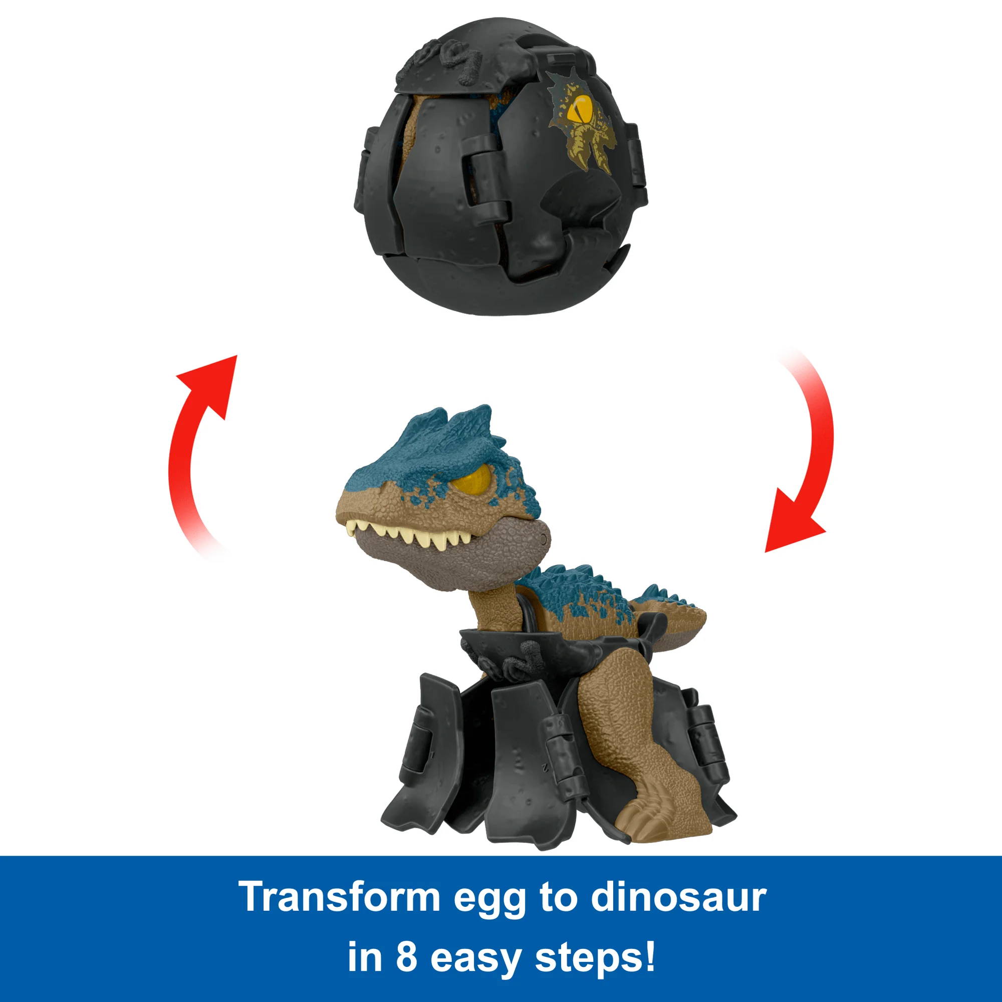 Jurassic World Egg To Allosaurus Transforming Toy, Hidden Hatchers With Color Adapter - Image 3