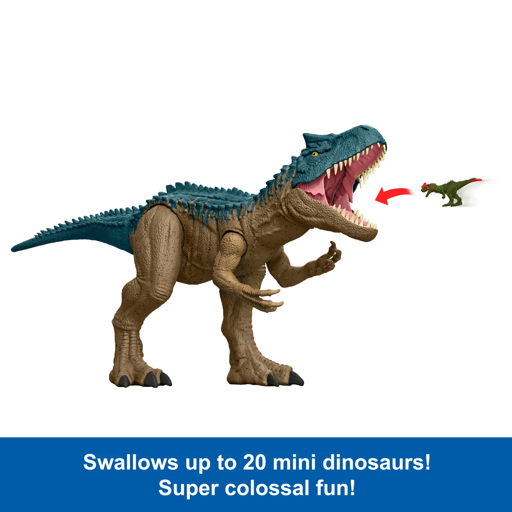 Jurassic World Super Colossal Allosaurus Dinosaur Action Figure Toy 38 inches Long, Swallows Minis - Image 3