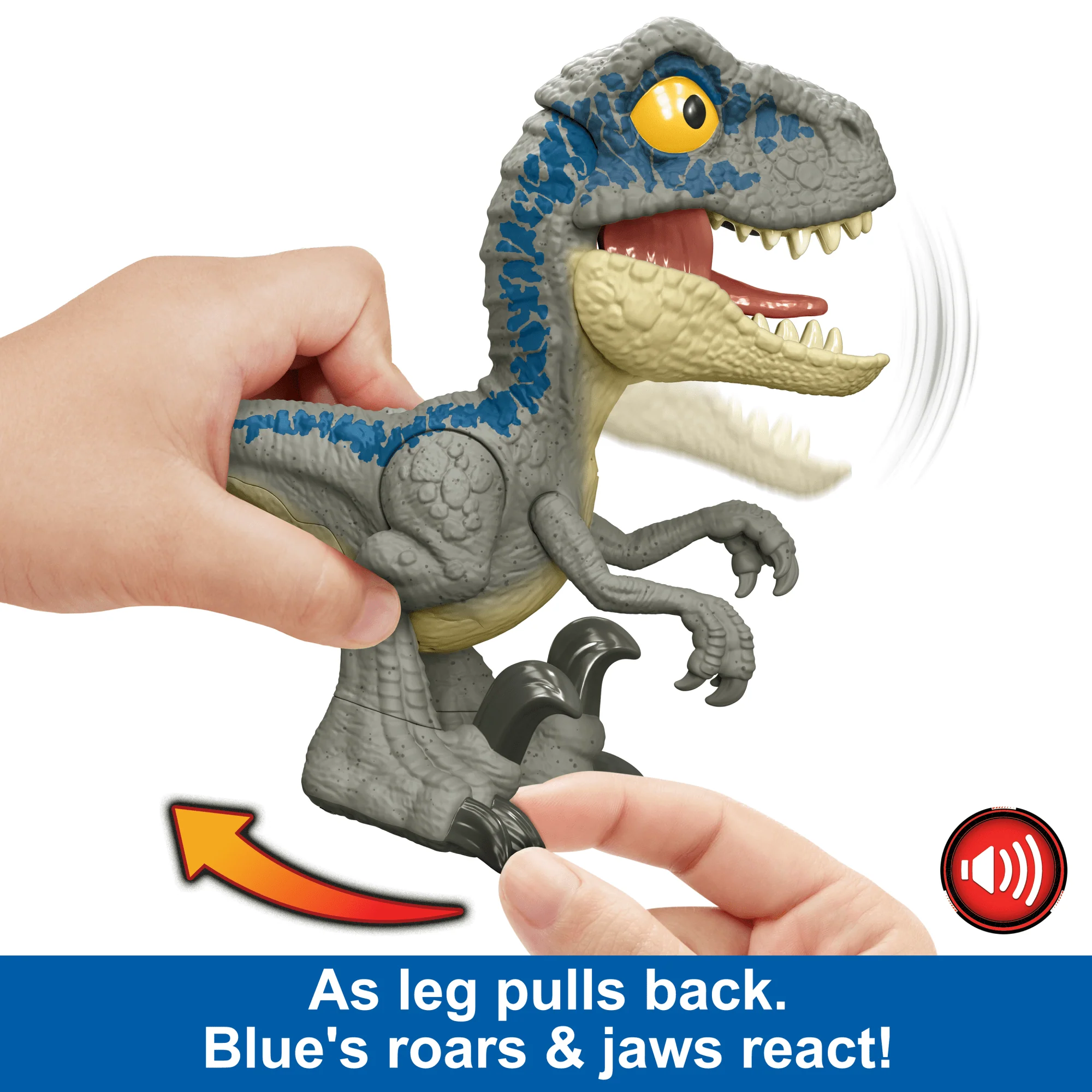 Jurassic World MEGA Roar Blue Velociraptor Dinosaur Toy With Sound & Stretchable Jaw - Image 3